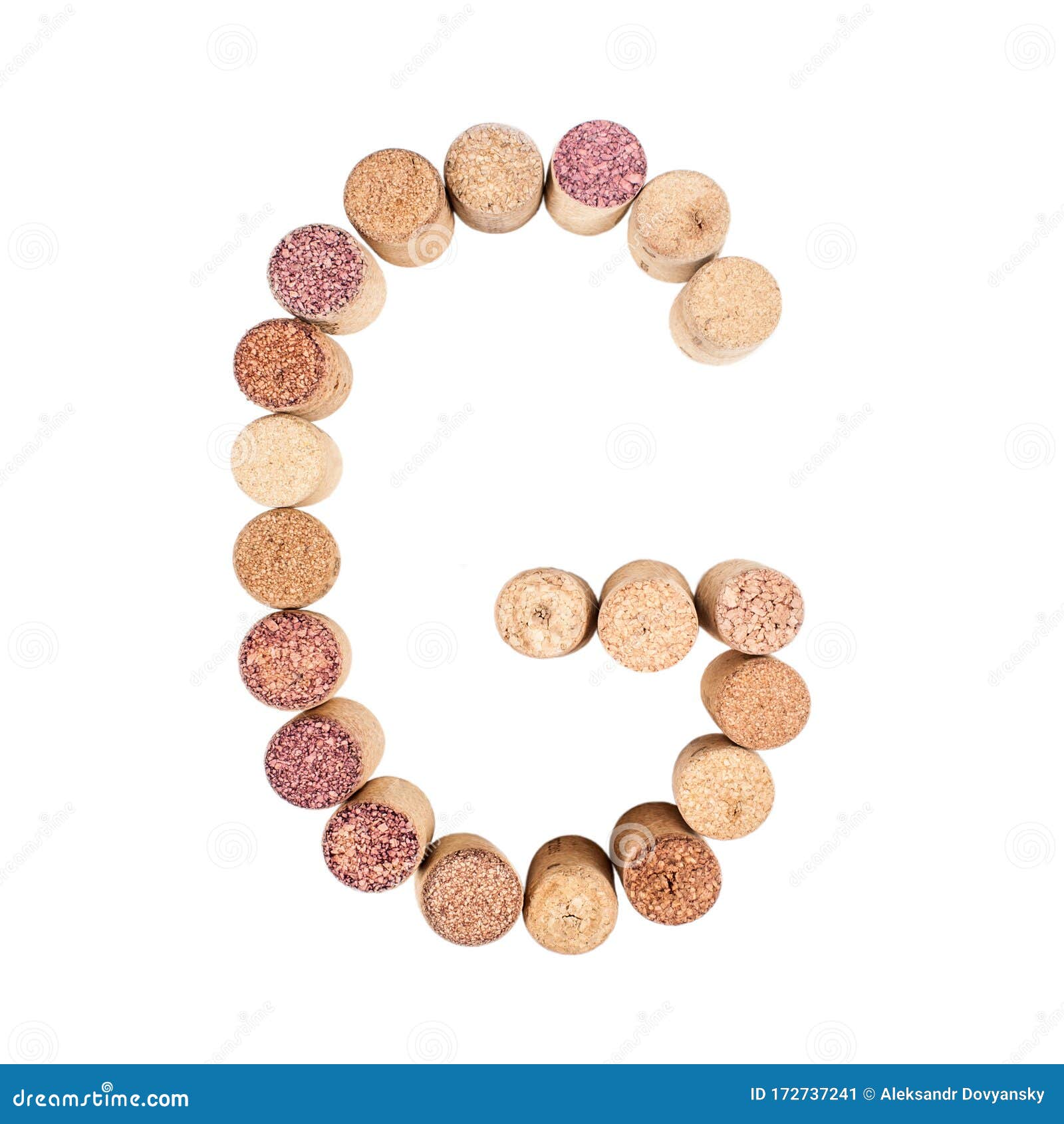 The Letter `G` is Made of Wine Corks. Isolated on White Background Stock Image Image of