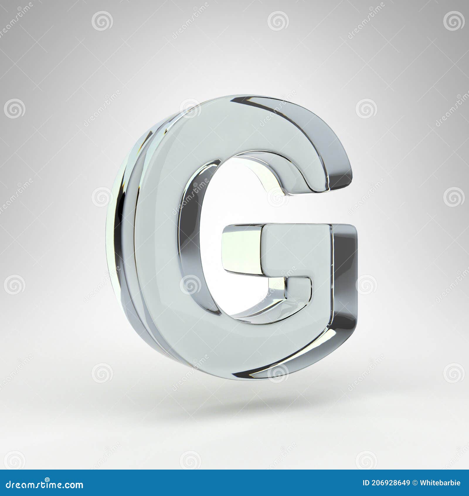 Letter G Uppercase on White Background. Camera Lens Transparent Glass ...