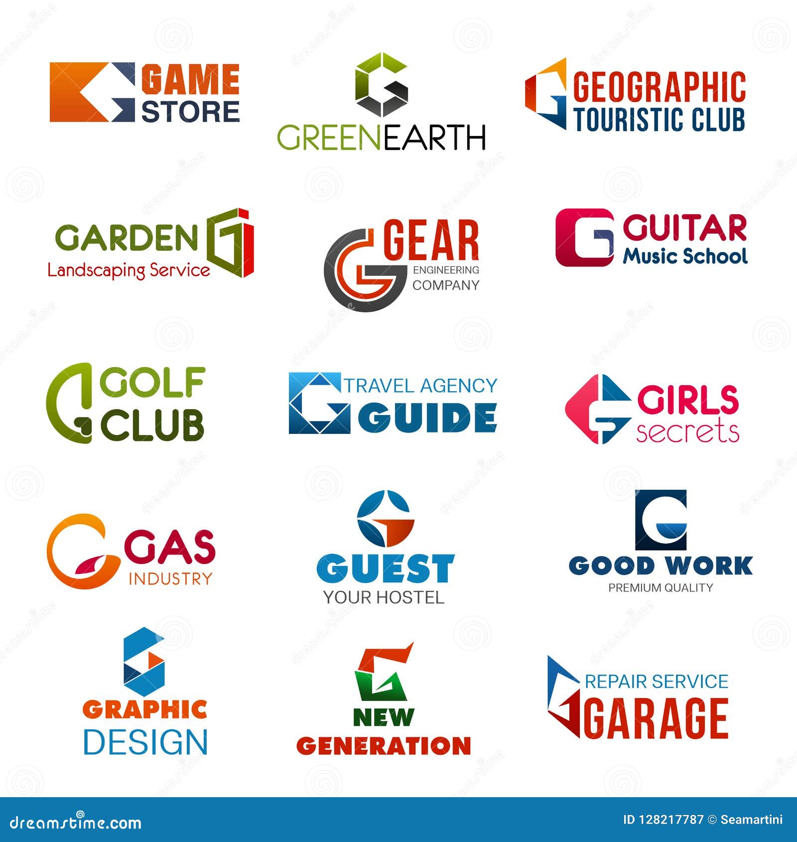 Club Agency And Industry Identity G Icons Stock Vector