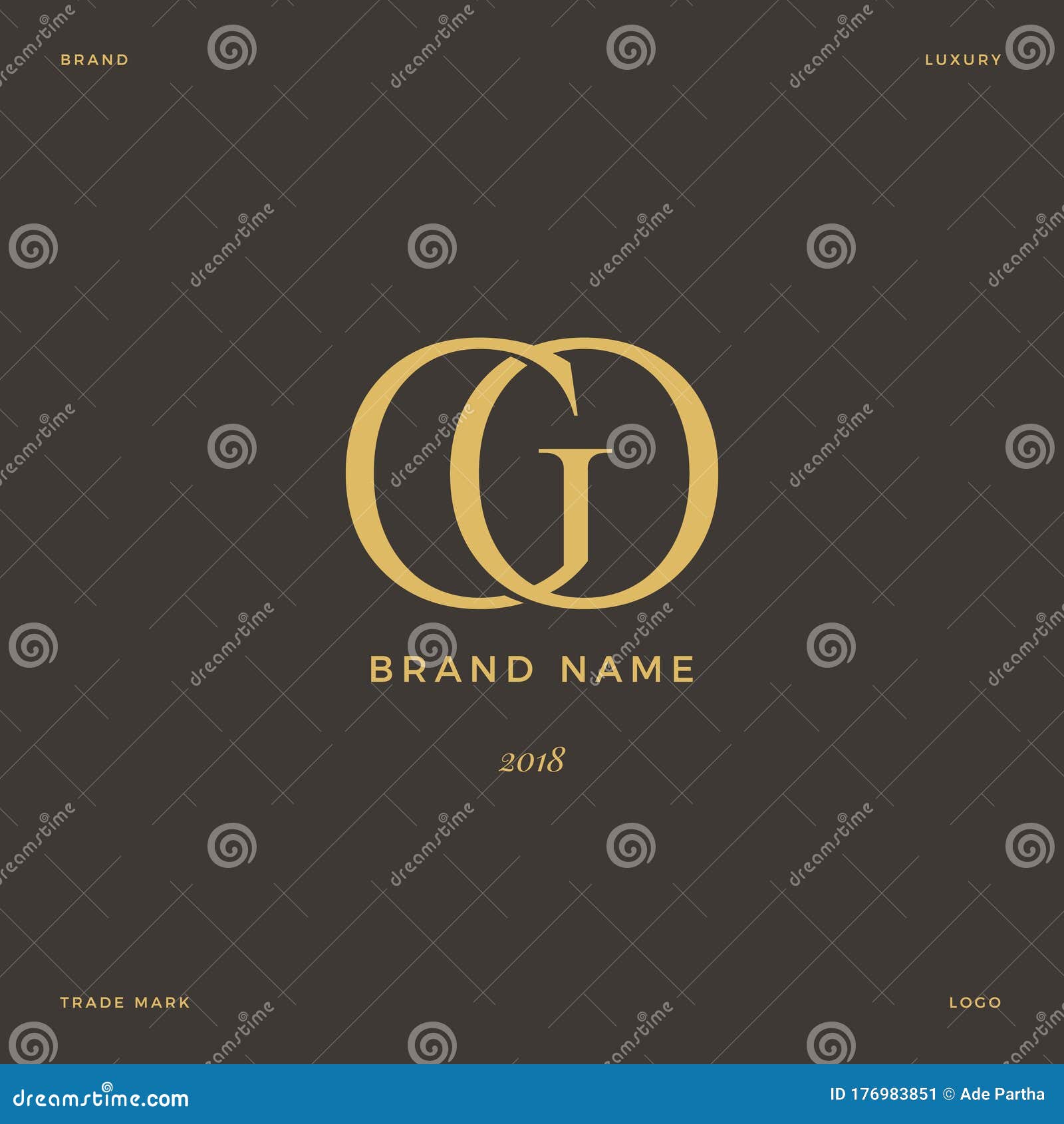 letter go logo luxury gold and brown