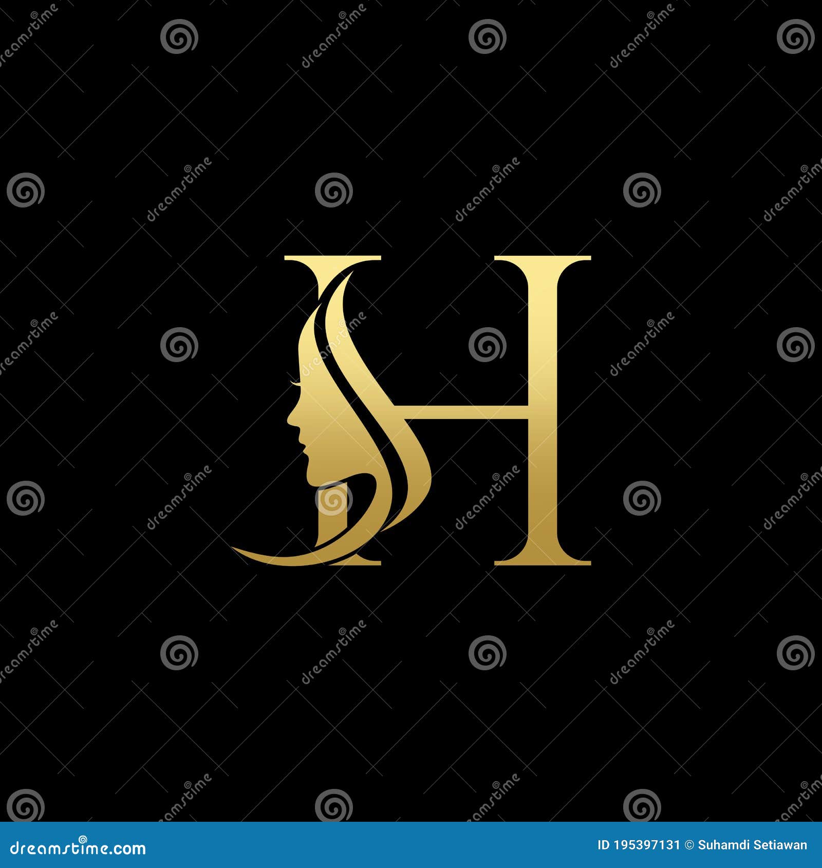 Letter H Beauty Women Face Logo Design Vector Stock Vector ...