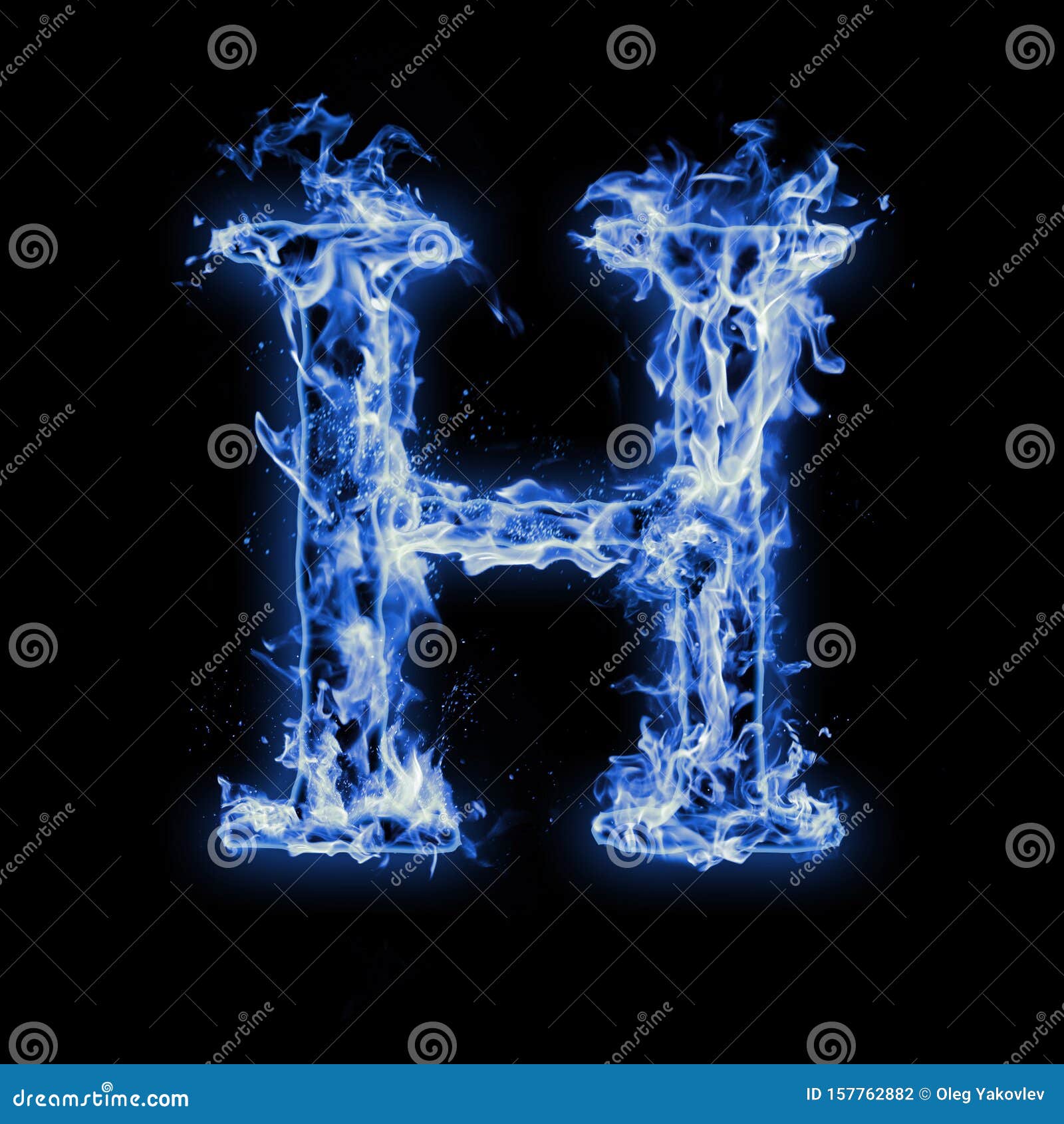 Letter H. Blue Fire Flames on Black Stock Illustration - Illustration of  flaming, flame: 157762882