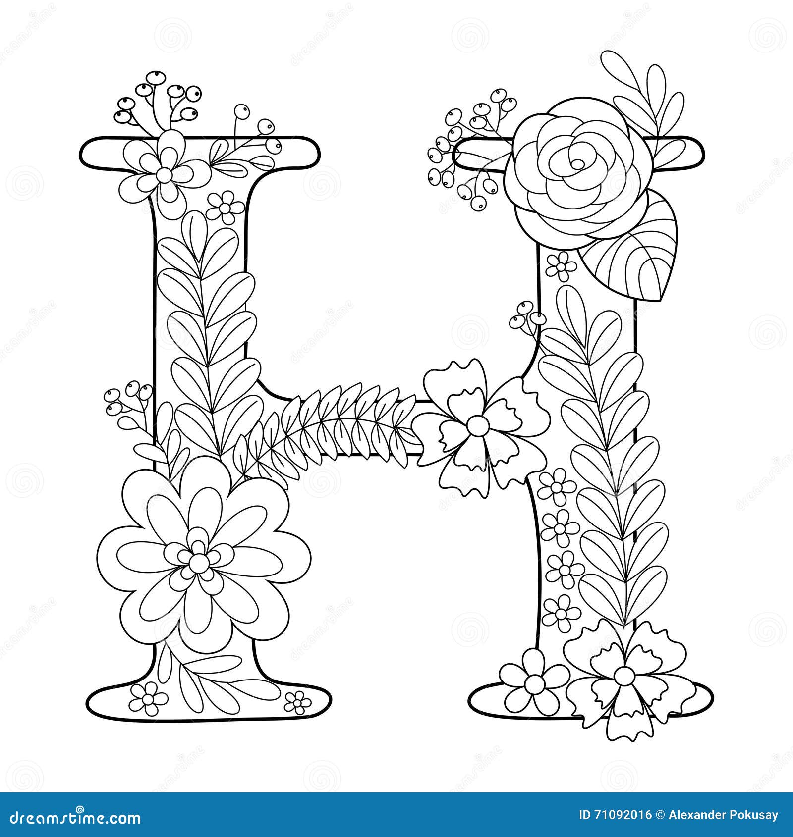 Adult Pages Letter H Coloring Pages