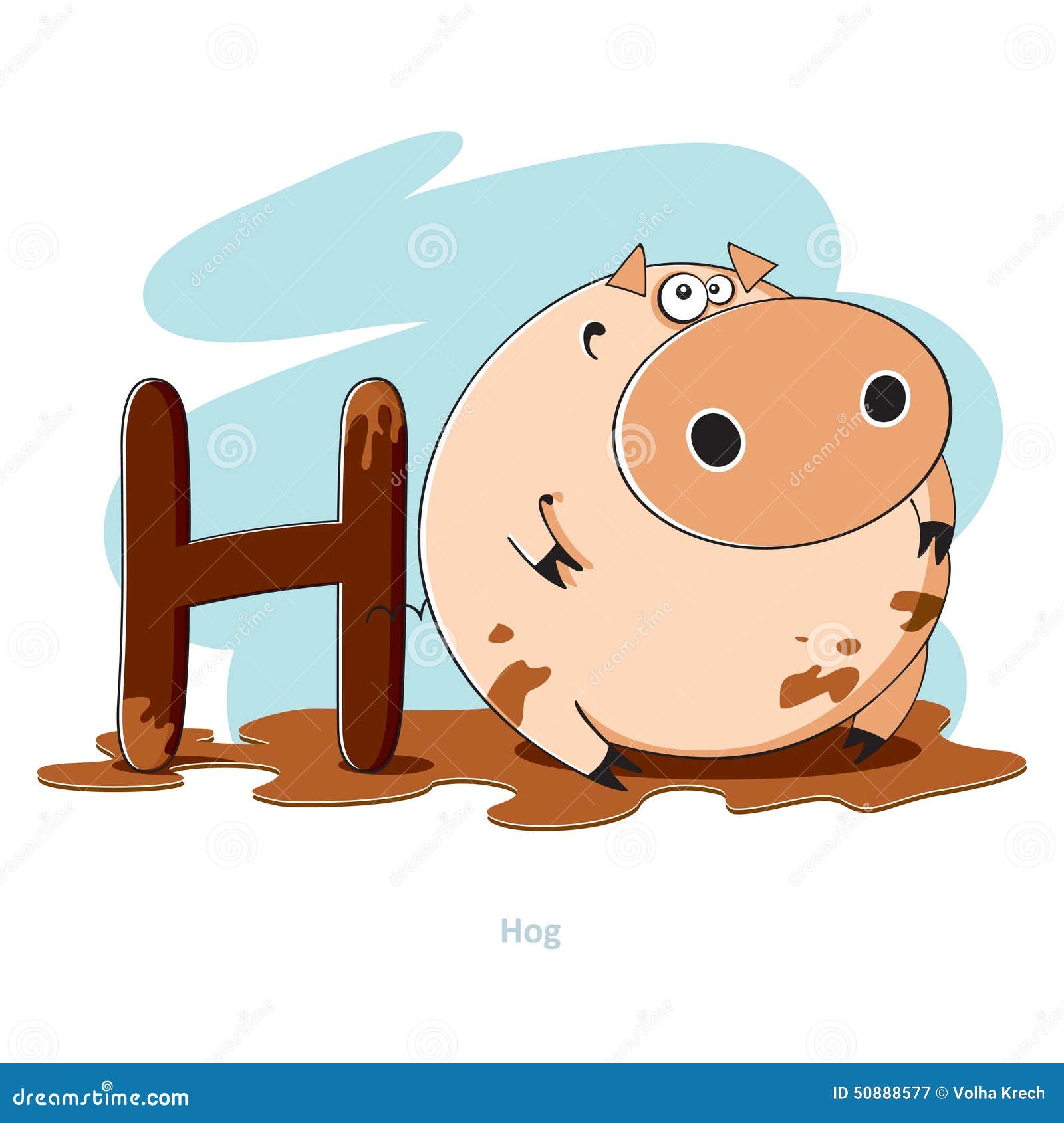 letter h with funny hog
