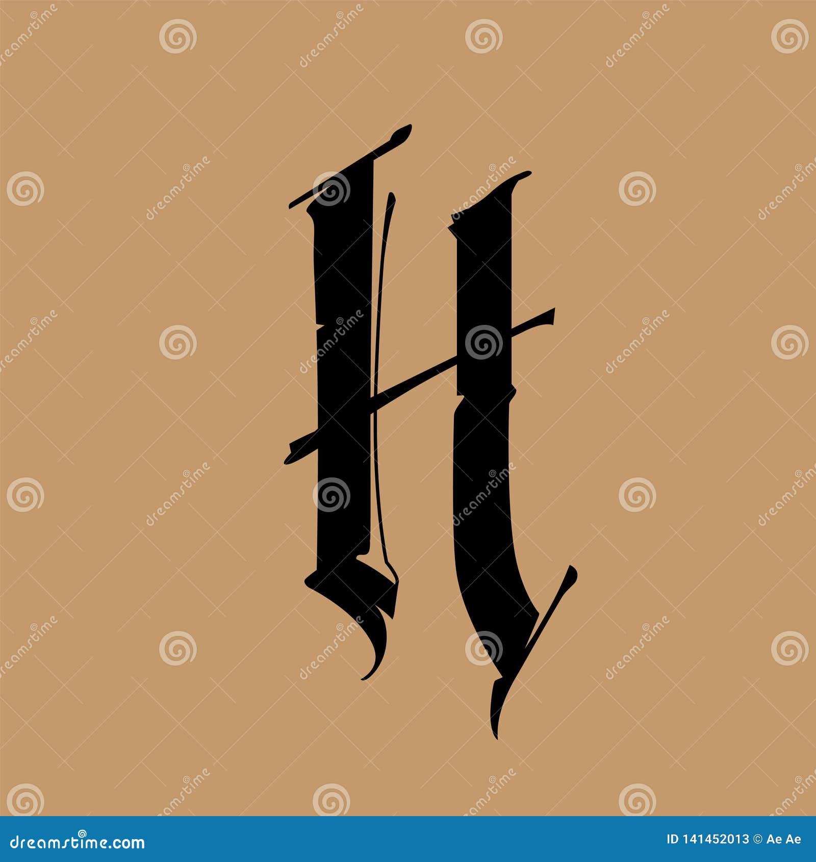 Letter H, in the Gothic Style. Vector. Alphabet. the Symbol is Isolated ...