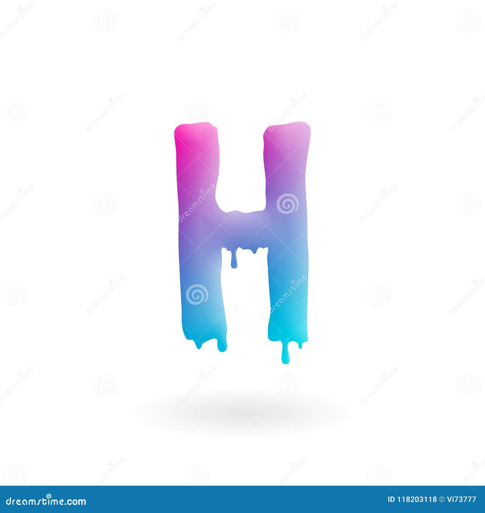 Letter H Logo. Colored Paint Character with Drips. Dripping Liquid ...