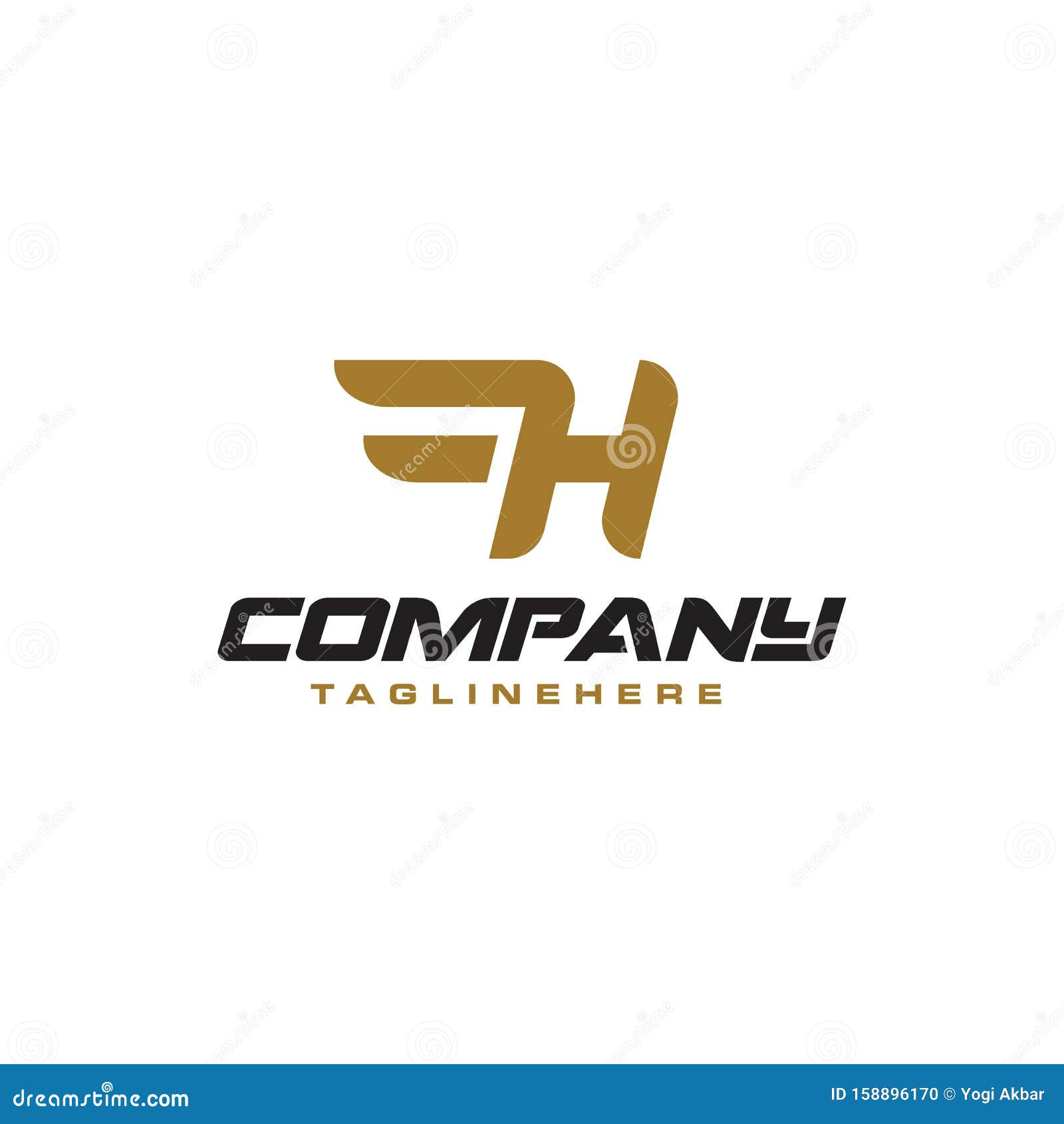 Letter H Logo with Simple Wings Design Element Vector Template Stock