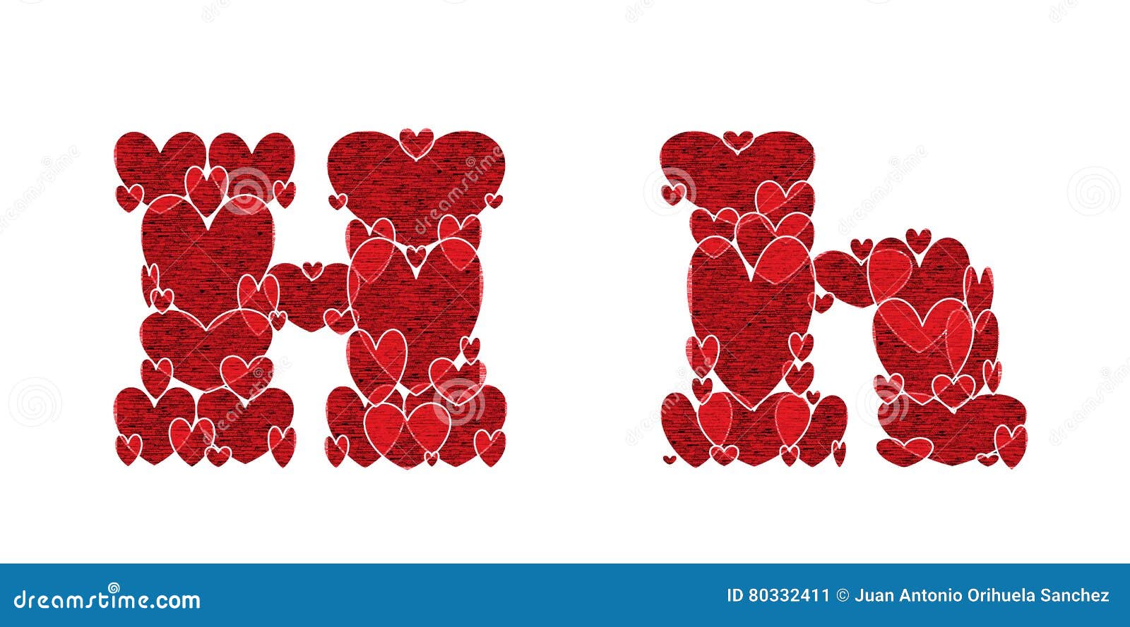 Letter H, made from hearts stock illustration. Illustration of romantic ...