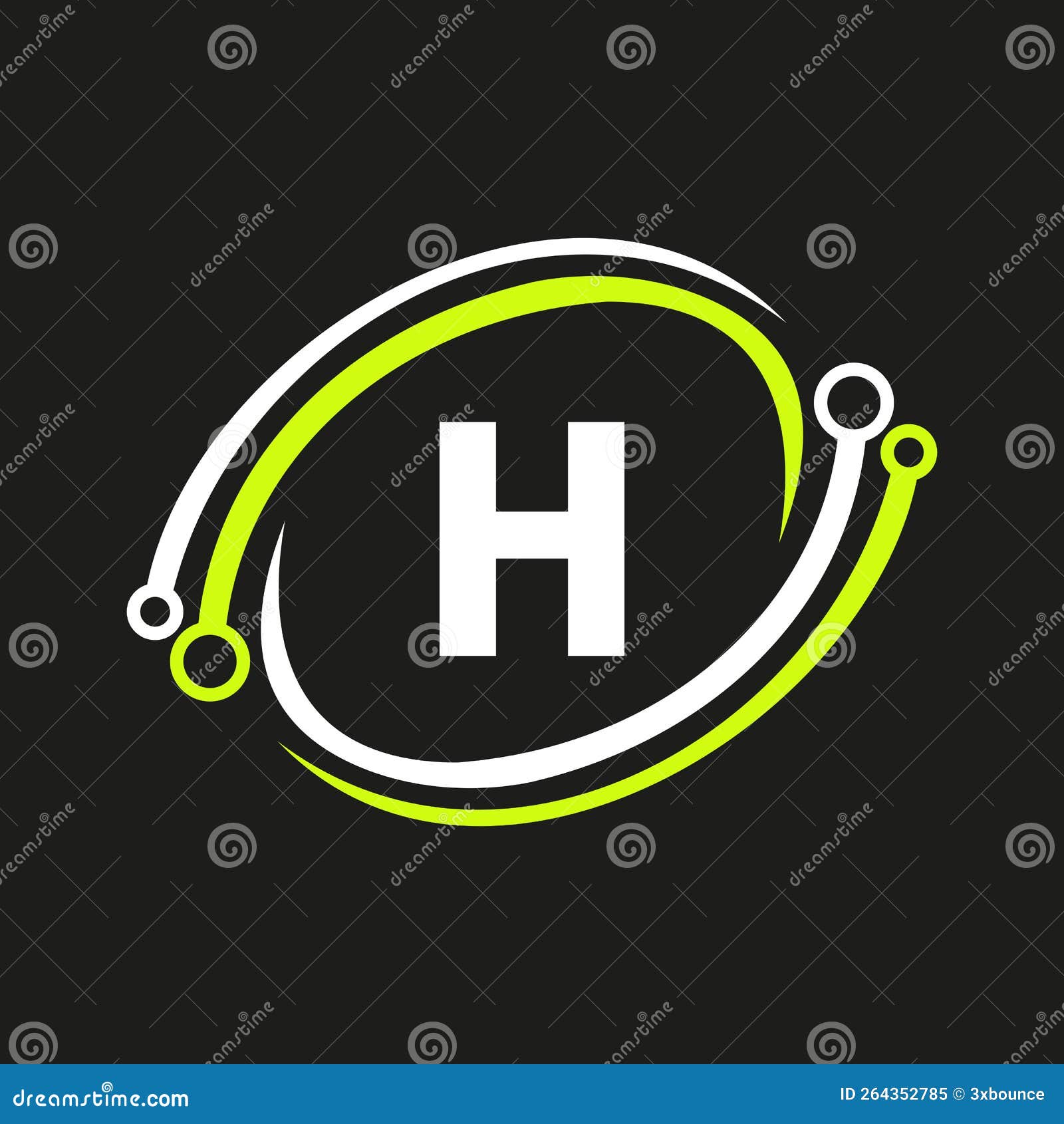Letter H Technology Logo Combine with Technology Cable Vector Template