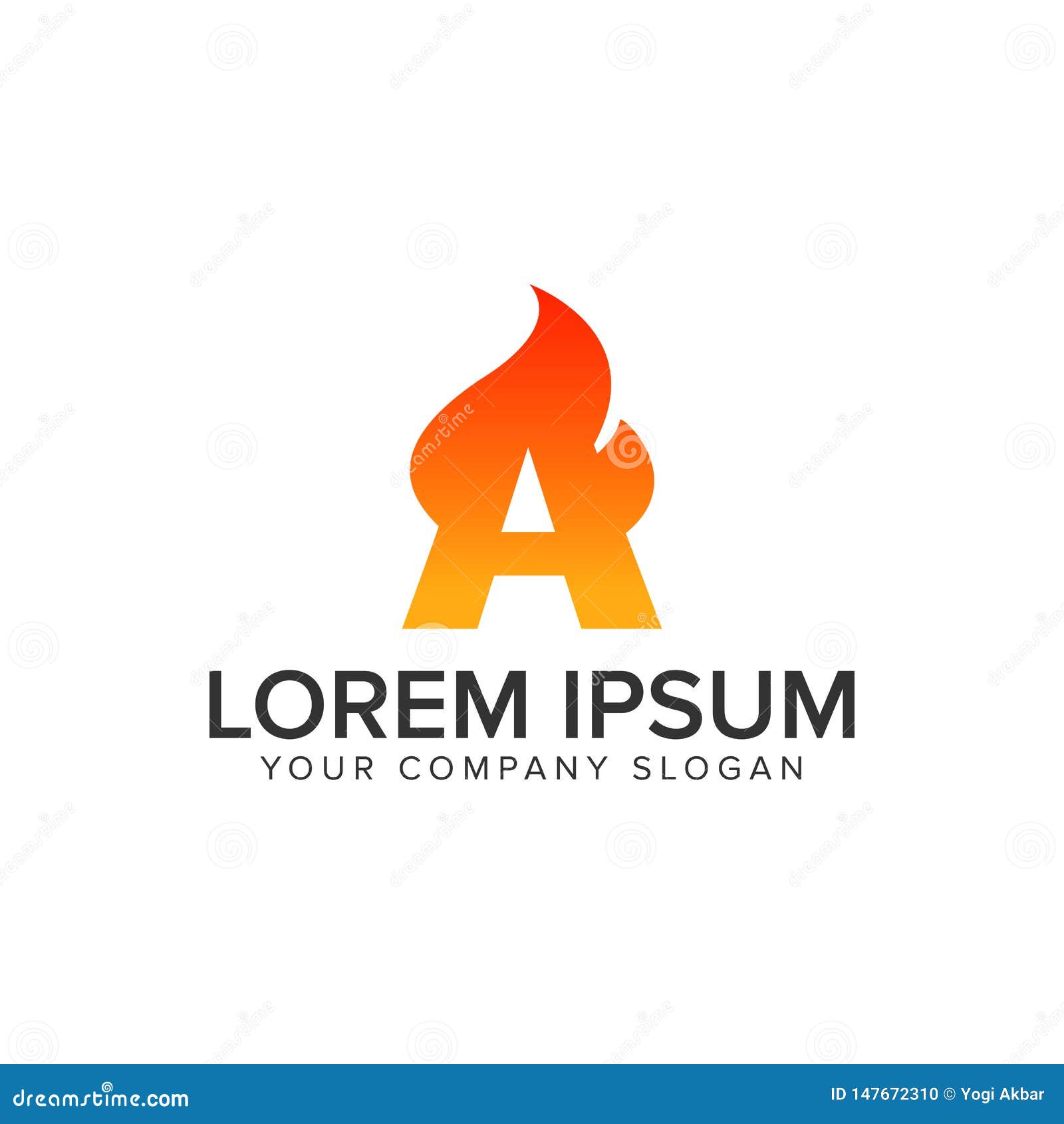 Letter a Ignition Flame Logo Design Concept Template. Fully Editable