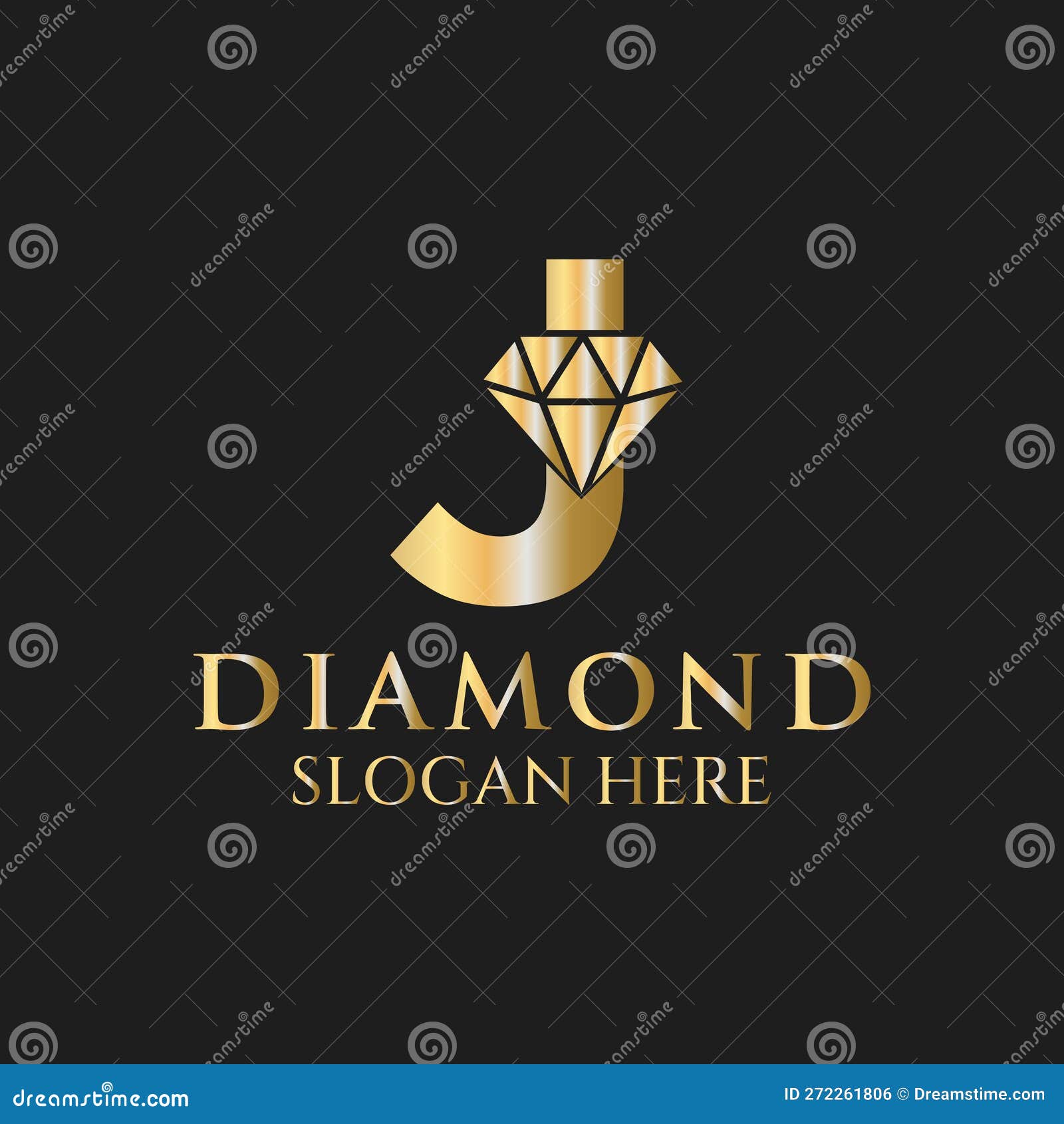 Letter J Diamond Logo Design. Jewelry Logo with Diamond Icon Vector