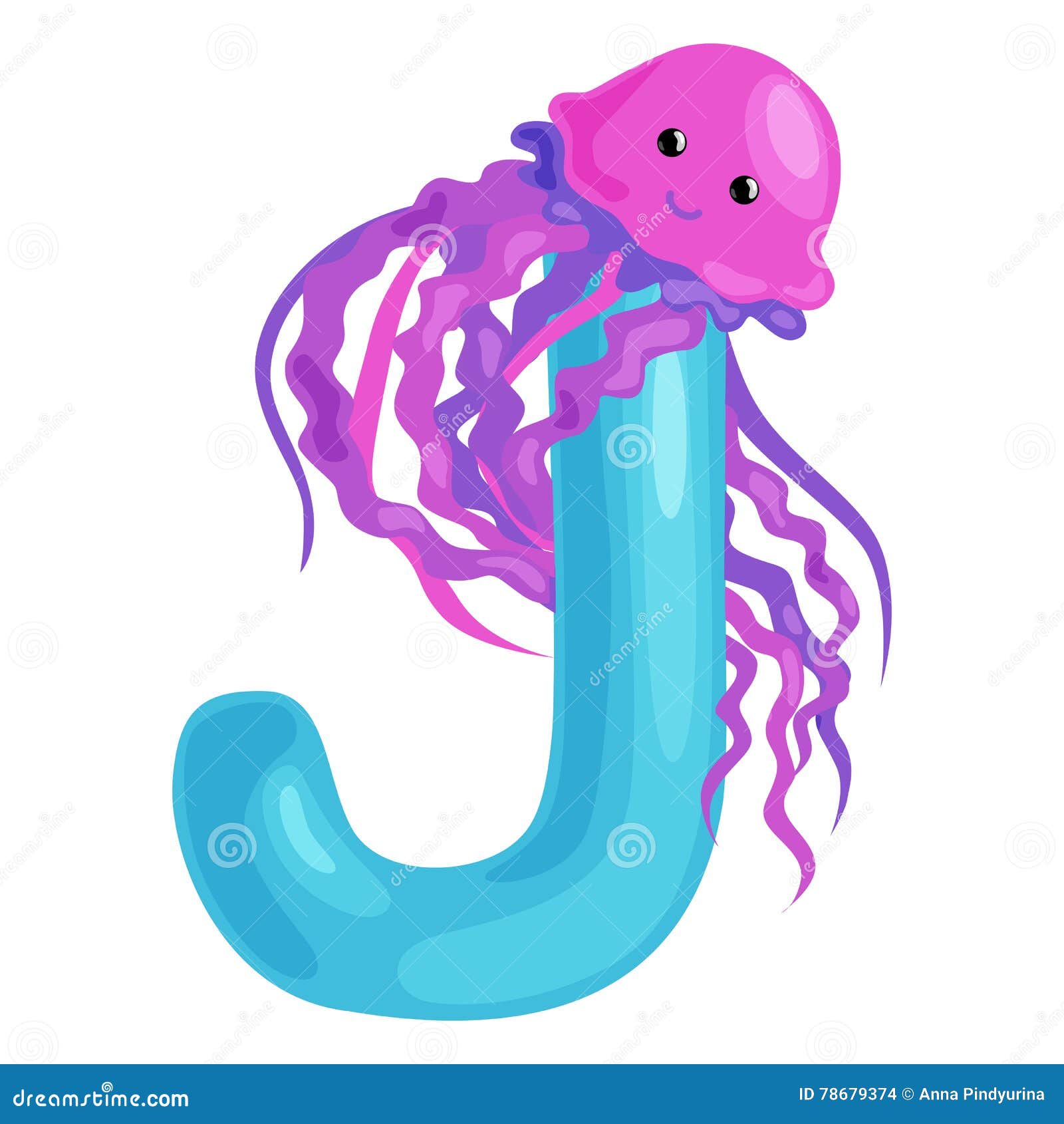 Letter J with Jellyfish Animal for Kids Abc Education in Preschool. Stock  Vector - Illustration of baby, school: 78679374