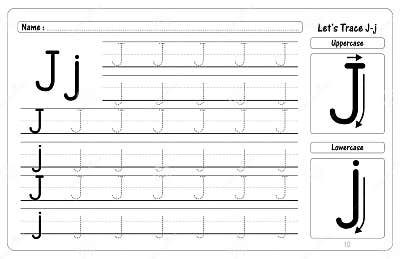 Letter J Tracing and Writing Worksheets Stock Vector - Illustration of ...