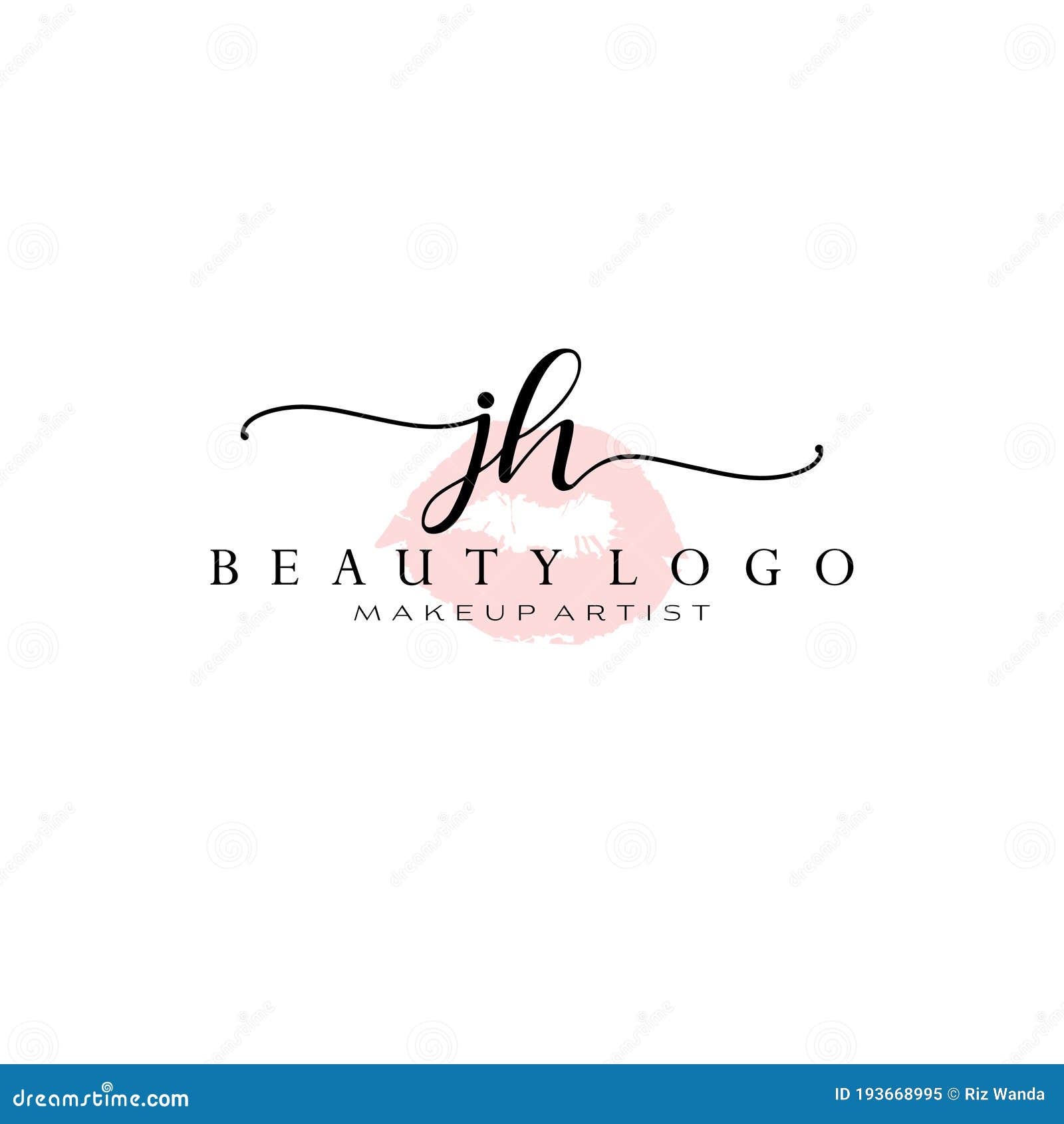 Letter Jh Watercolor Lips Premade Logo Design Logo For Makeup Artist Business Branding Blush Beauty Boutique Logo Design Stock Vector Illustration Of Creative Card