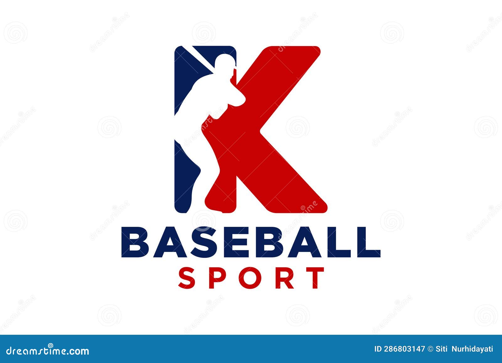 Letter K Baseball Logo Icon Vector Template, Stock Vector