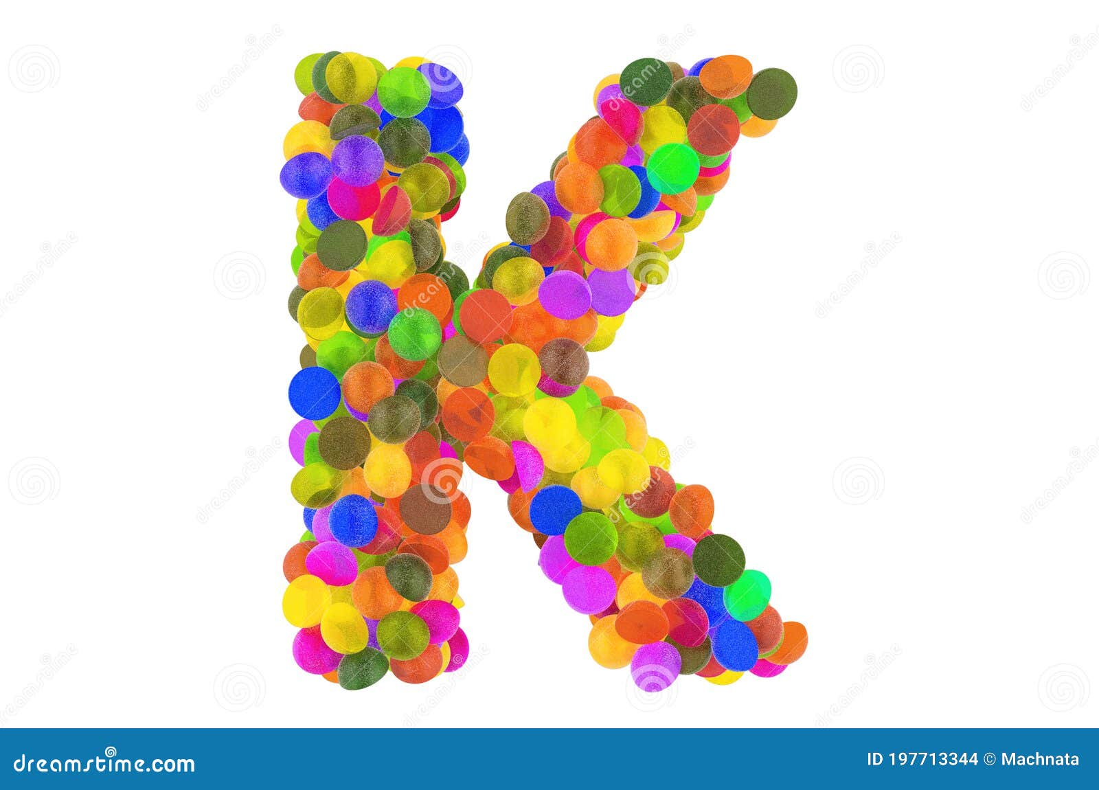 Letter K from Colored Marmalade Candies. 3D Rendering Stock ...