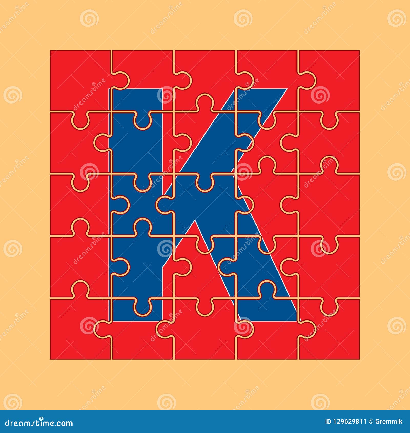 Letter K Composed of Puzzle Pieces Stock Illustration - Illustration of