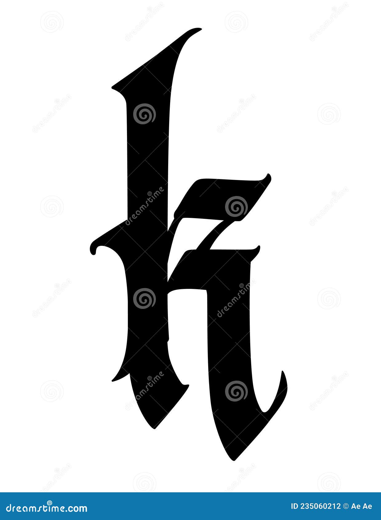 Letter K in the Gothic Style. Vector. Alphabet. the Symbol is Isolated