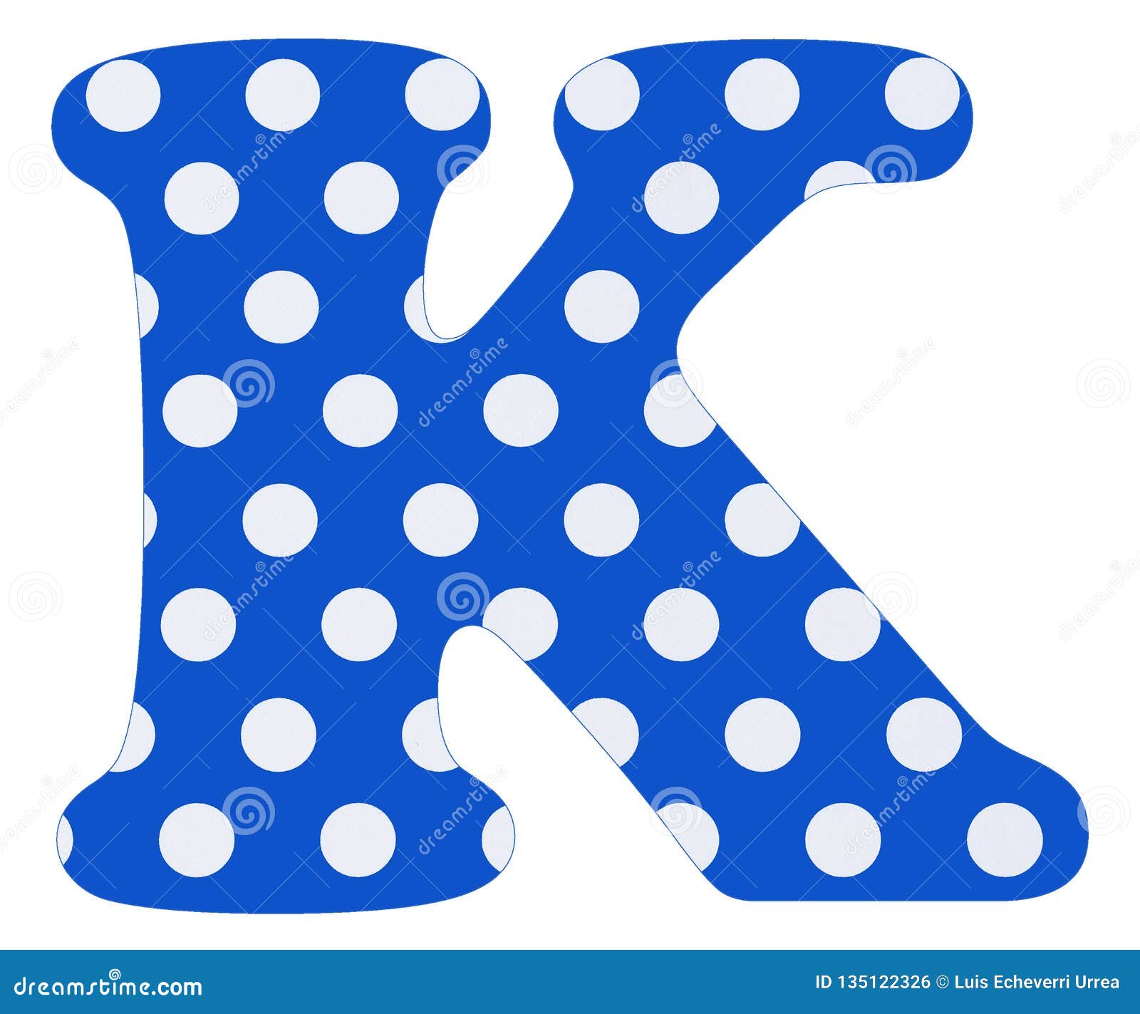 Letter K White Circles on Blue Background. Top View Stock