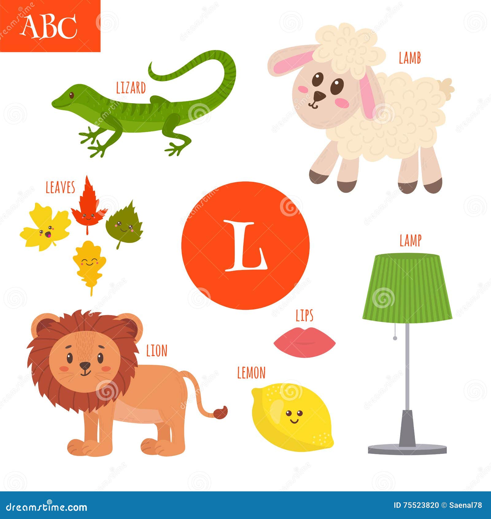 Letter L. Cartoon Alphabet for Children. Lion, Lamb, Lamp, Leave Stock  Vector - Illustration of lamp, language: 75523820
