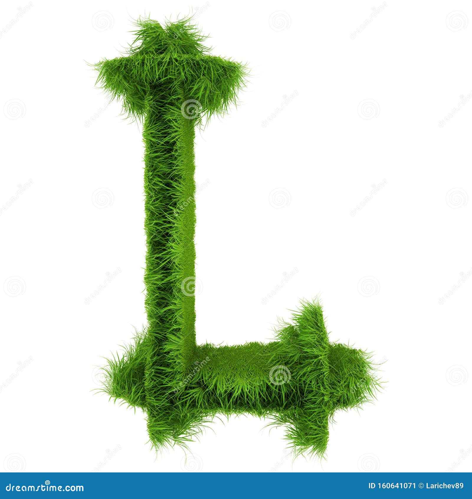 Letter L Made of Green Grass Isolated on White. 3d Rendering Stock ...