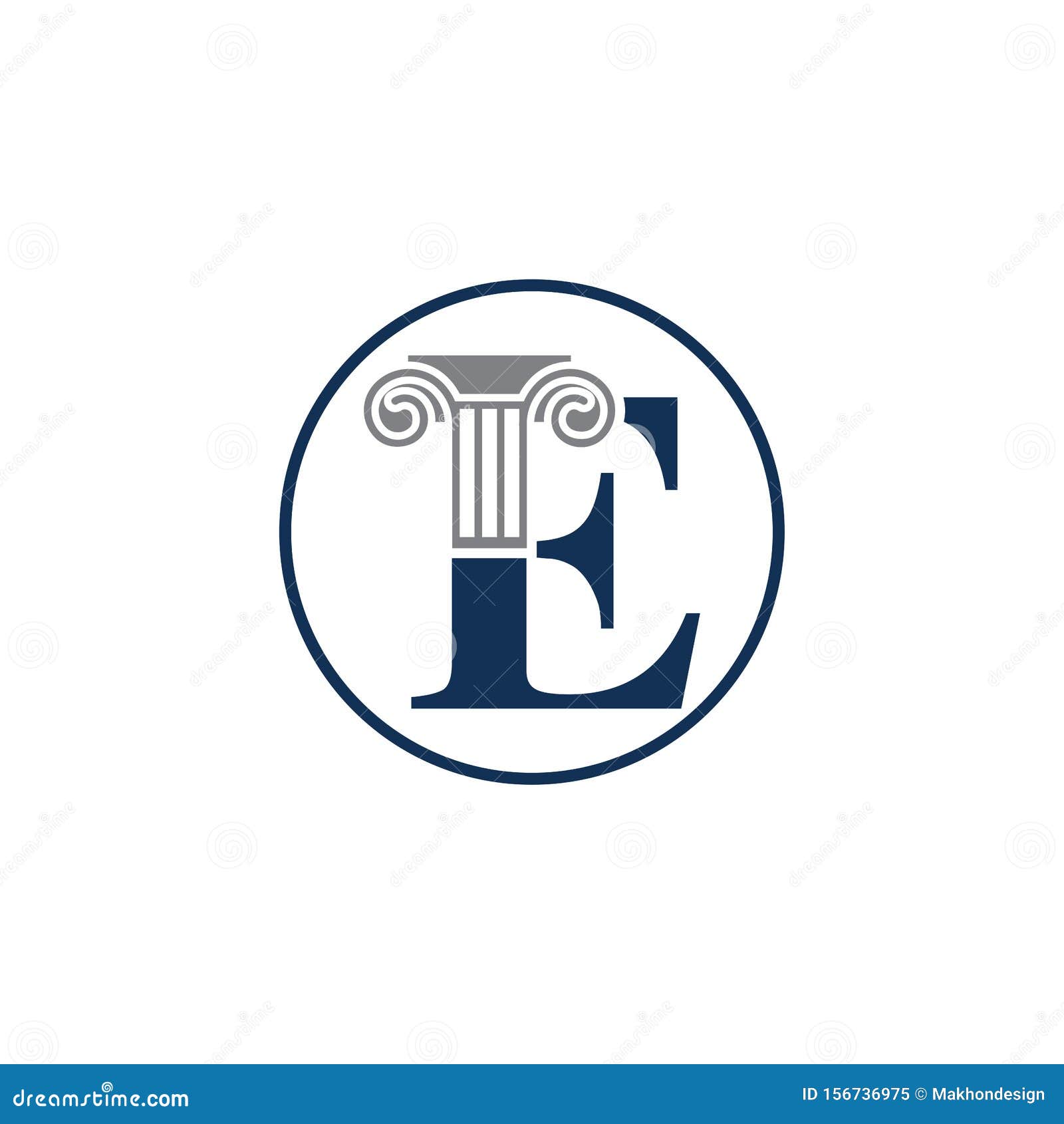 Letter With Law Pillar Logo Design Column Logo Vector Template