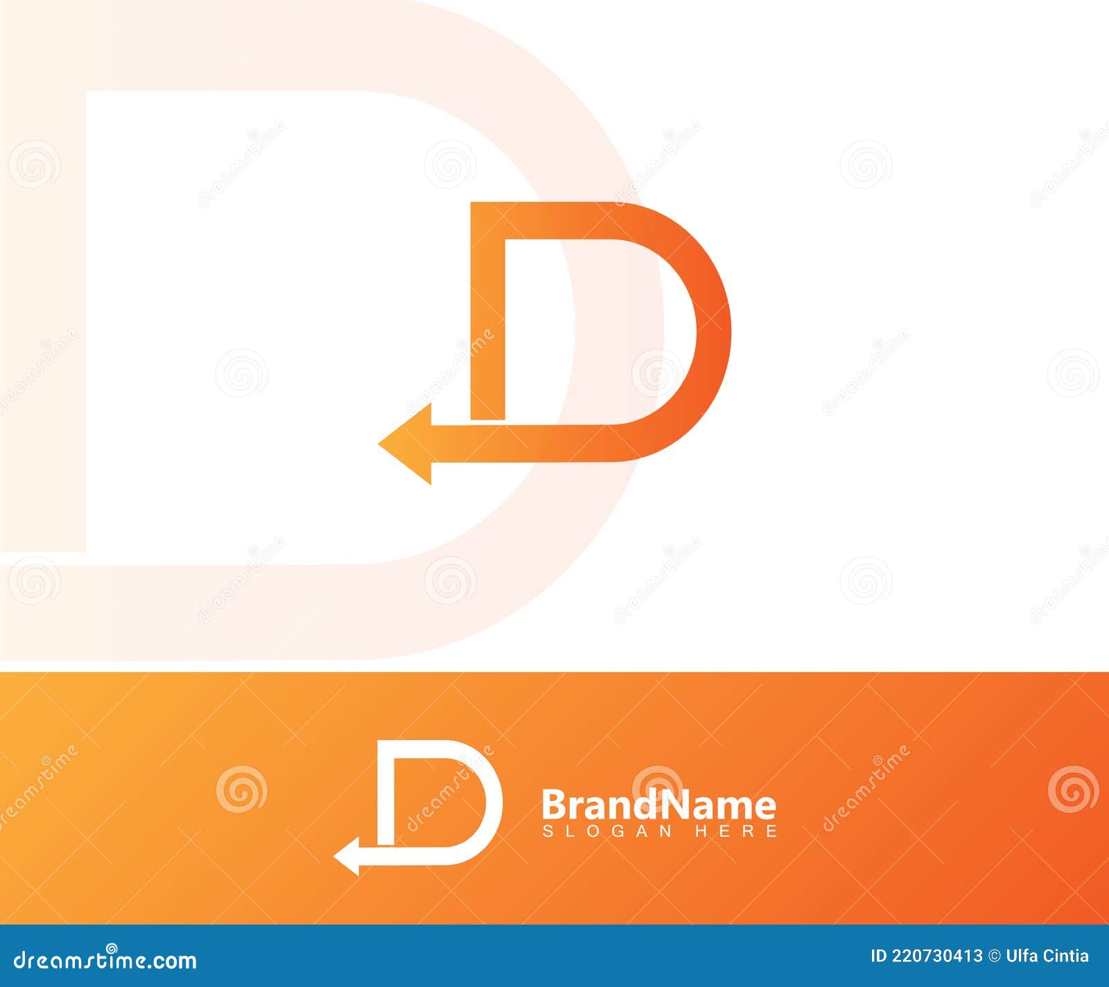 The Letter Logo D with a Backward Arrow Element that Indicates the