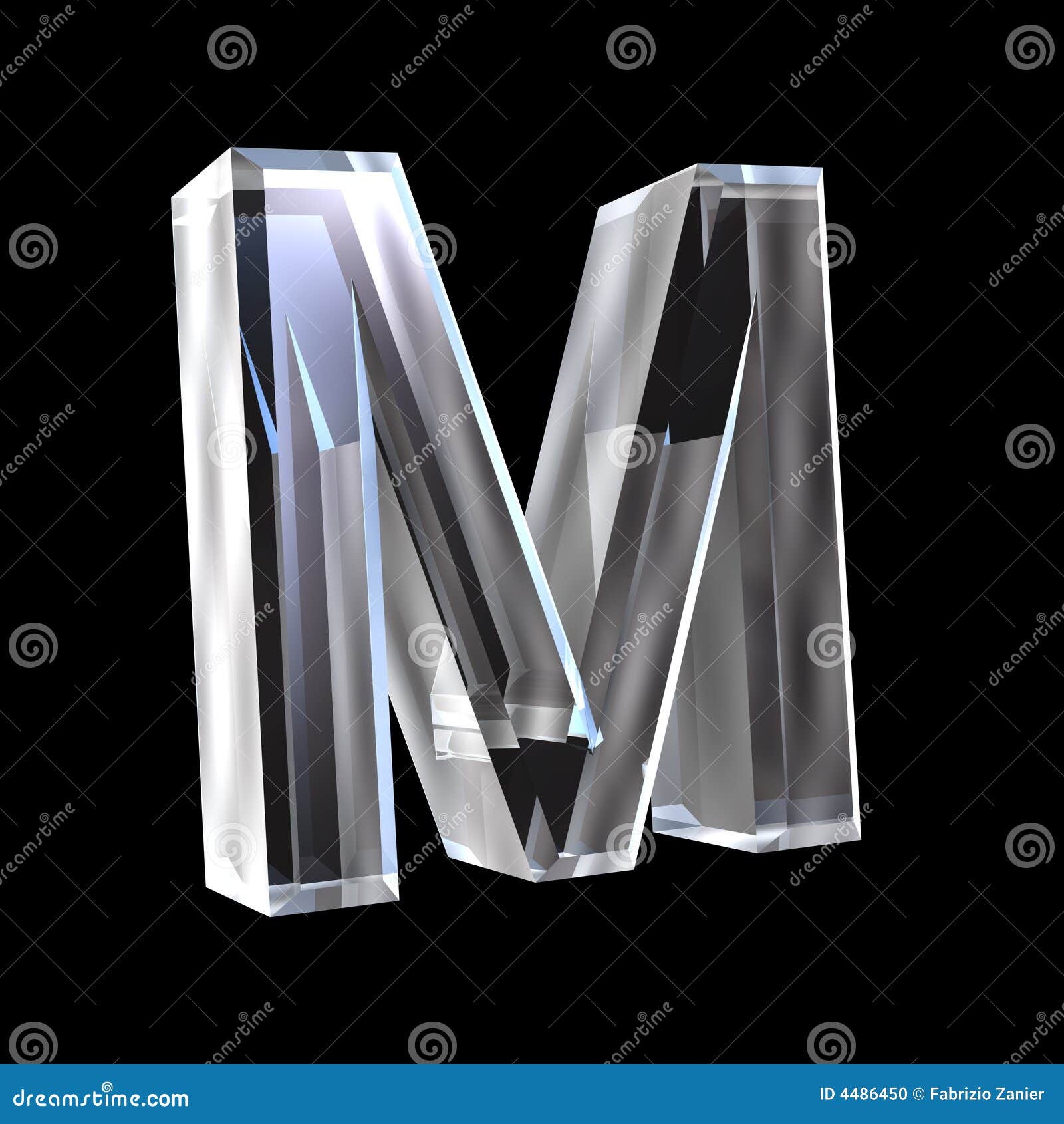 Letter M in glass 3D stock illustration Image of black 