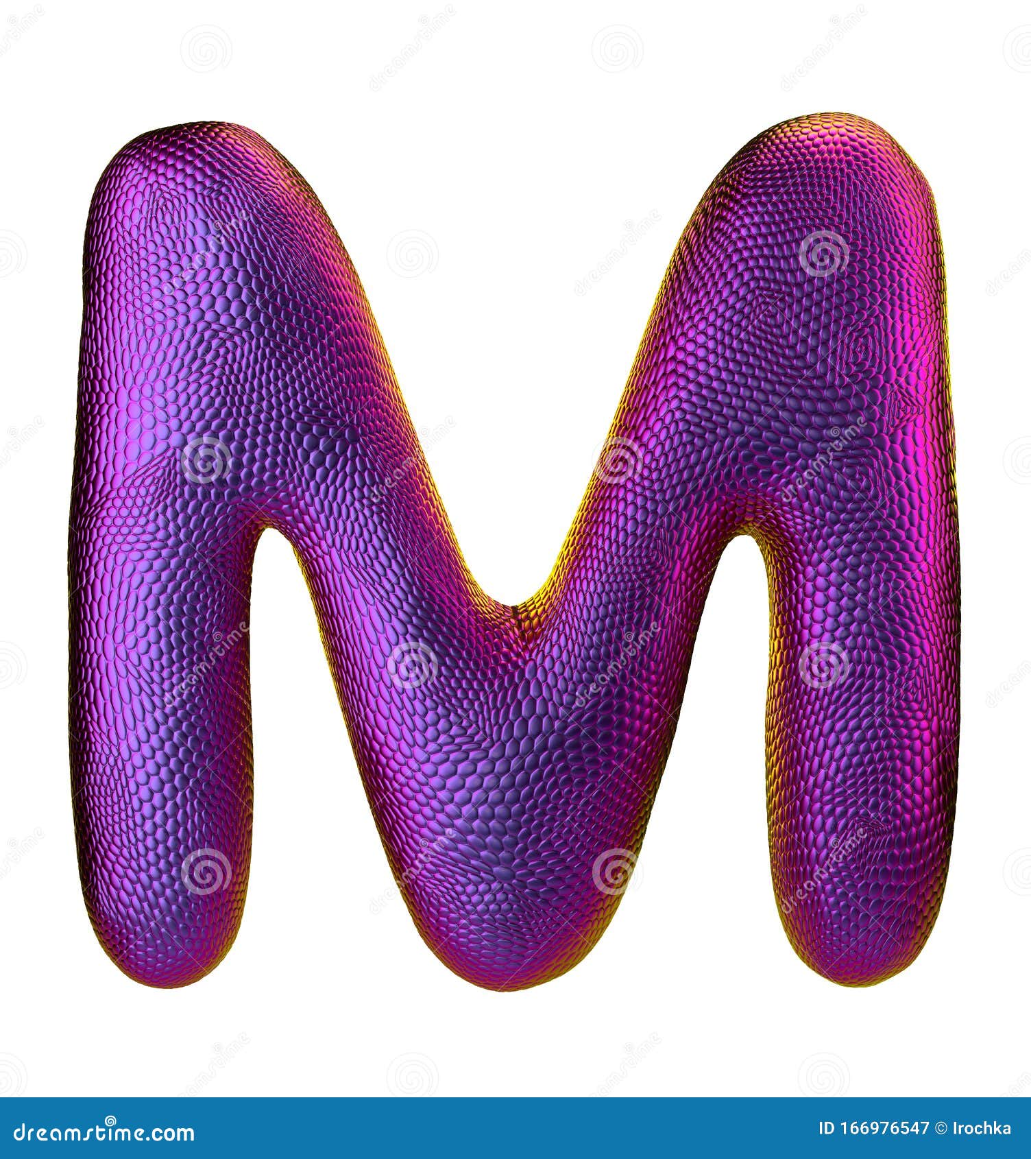 Letter M Made of Natural Snake Skin Texture Pink Color. 3D Letter ...