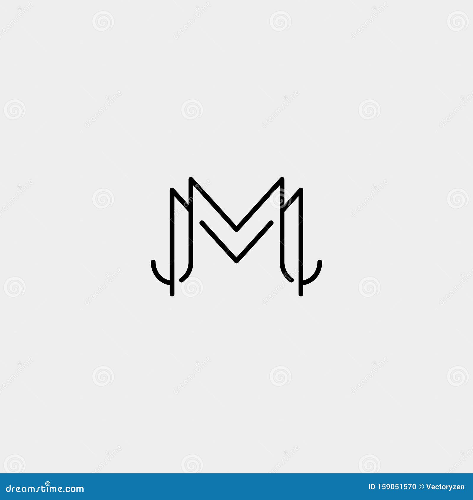 Letter M Mm Monogram Icon Design Minimal Stock Illustration