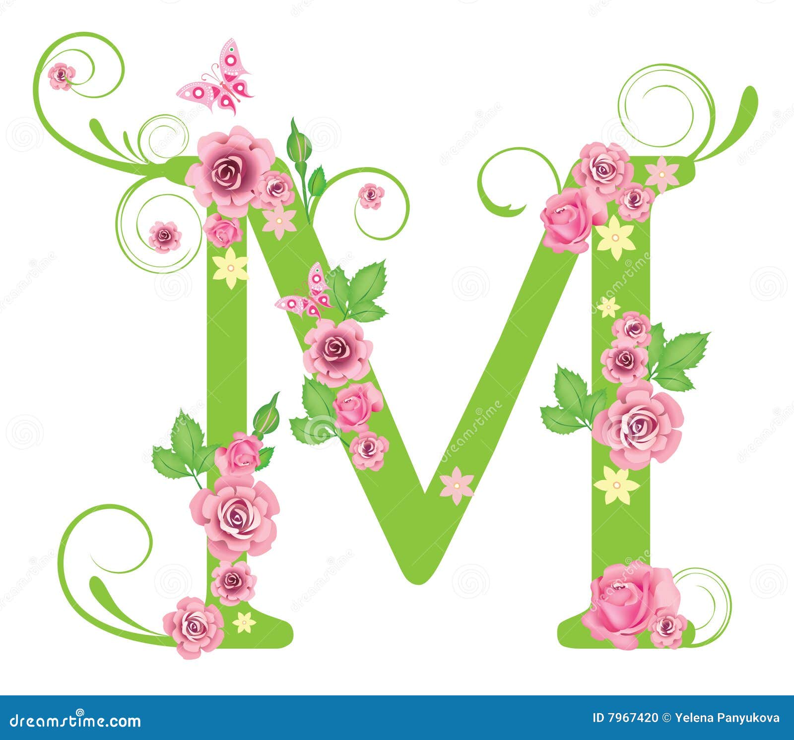 Letter M With Roses Stock Vector Illustration Of Graphic