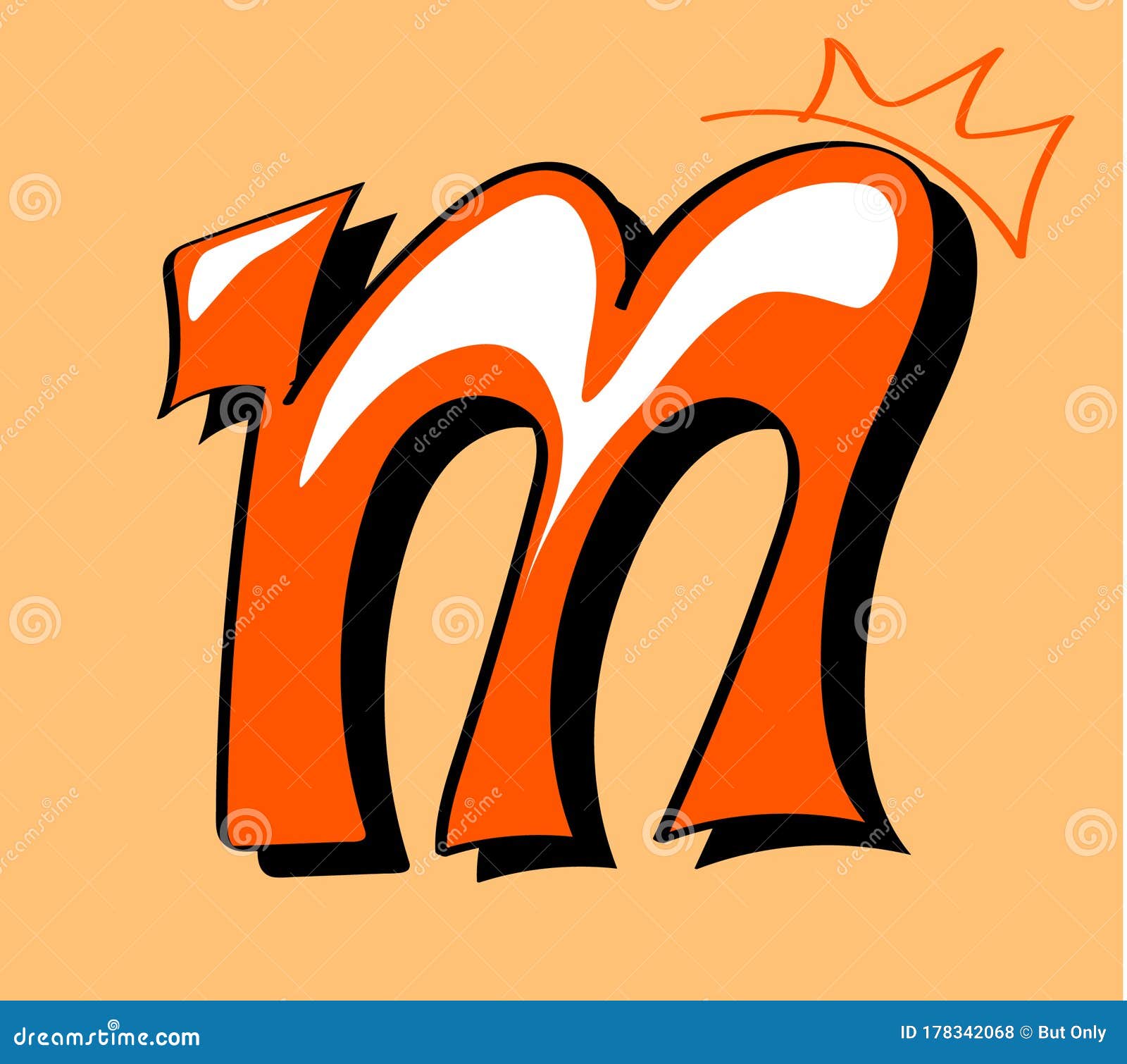 Letter M Van Oranje Kleur. Graffiti Met Een Engels Alfabet Van Graffiti. Eerste Brief. Stock Illustratie - Illustration kroon, cirkel: 178342068