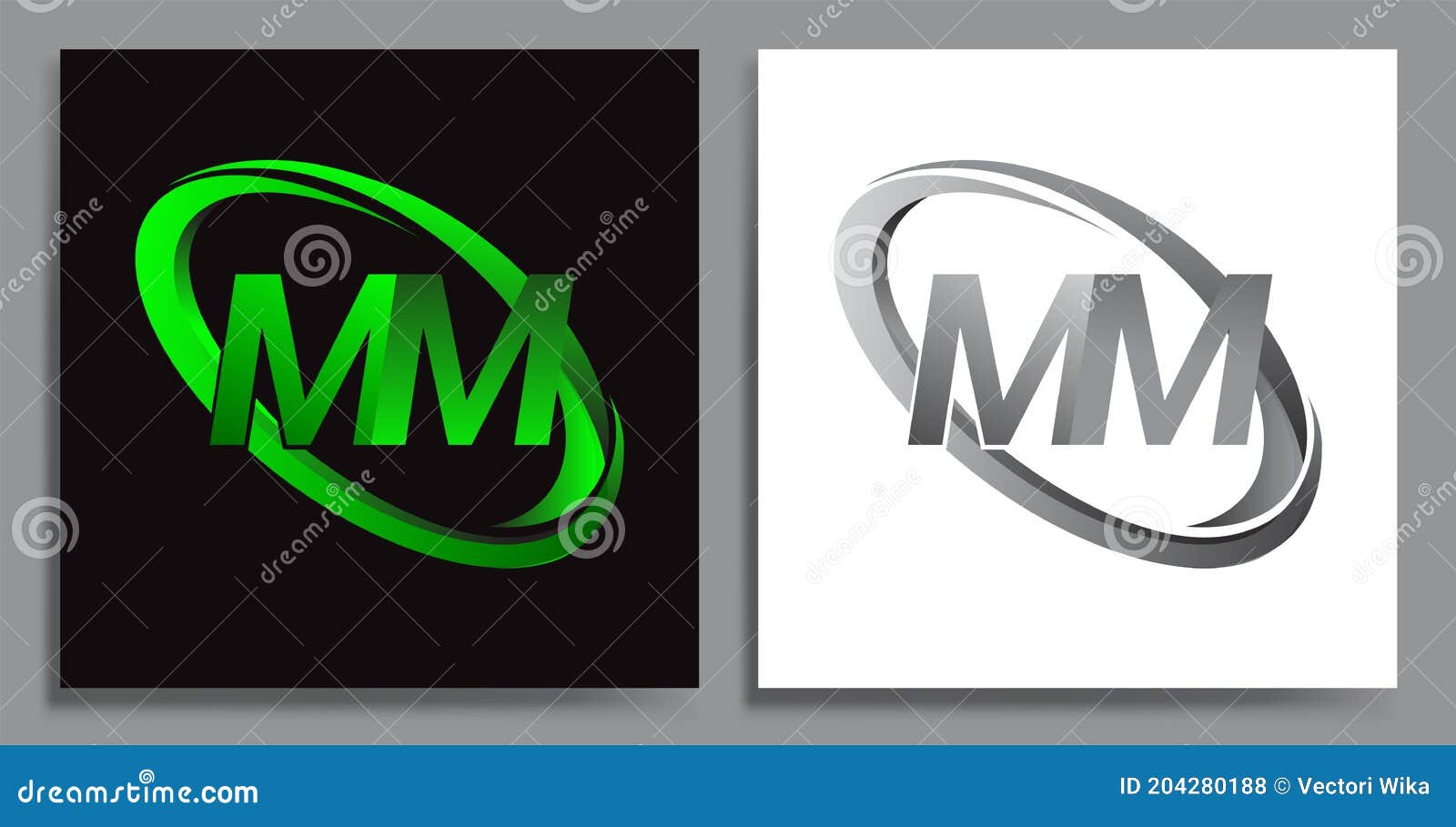 Mm modern letter logo design with swoosh Vector Image