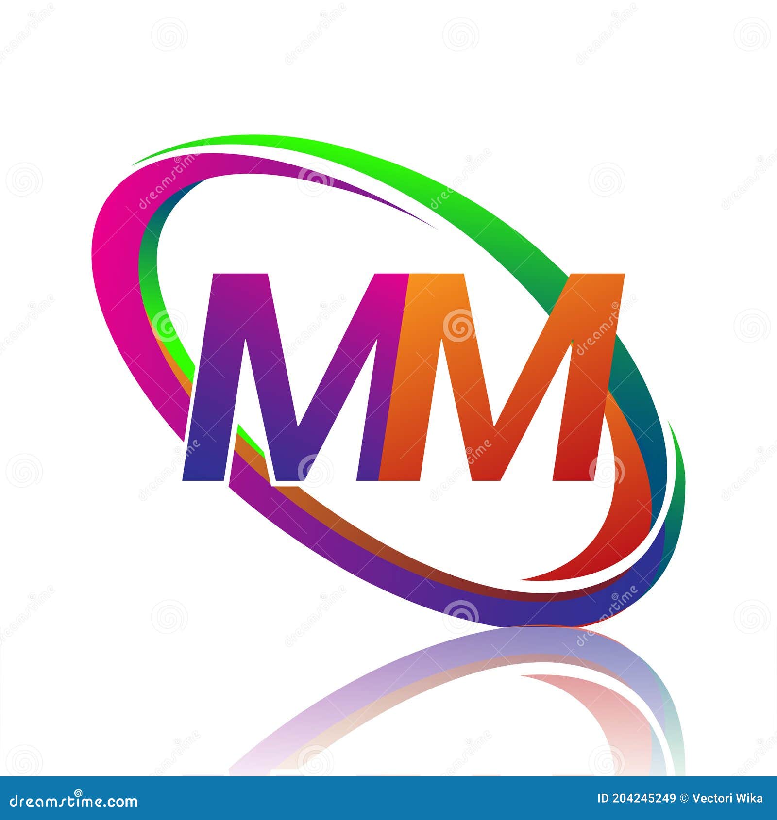 Mm modern letter logo design with swoosh Vector Image