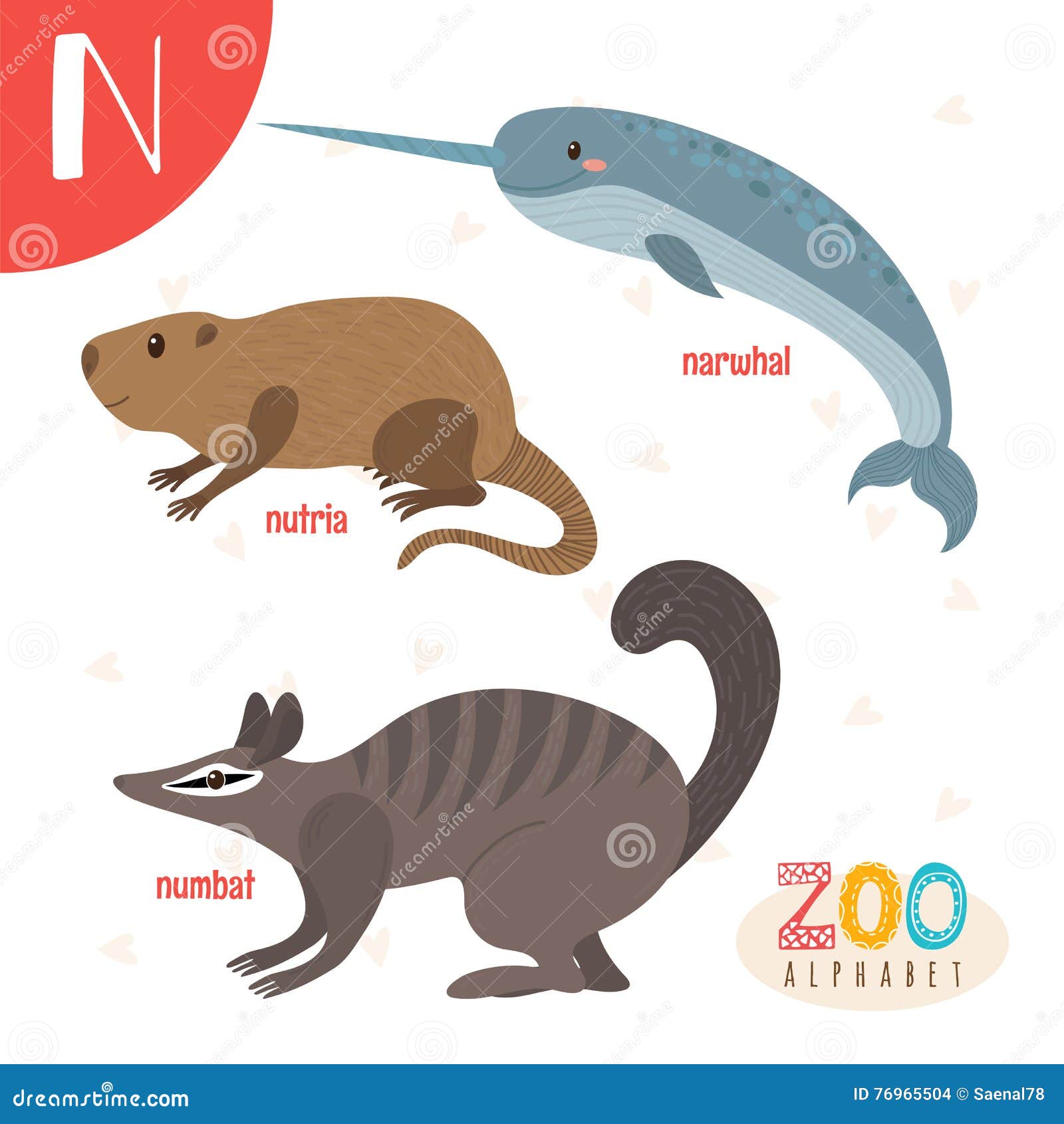 Letter N. Cute Animals. Funny Cartoon Animals in Vector Stock Vector -  Illustration of learn, cartoon: 76965504