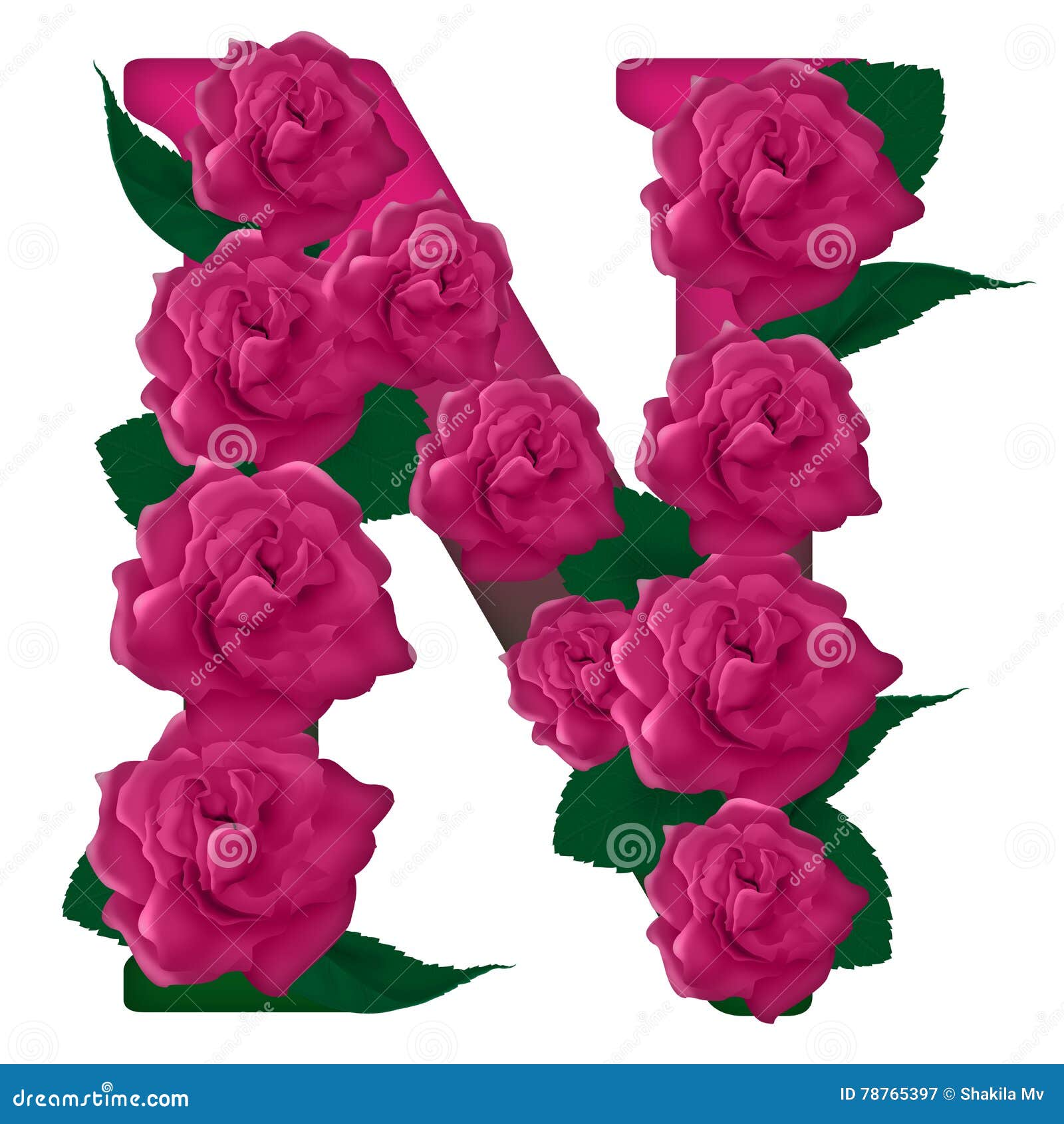 Letter N Cute Flower Illustration Stock Image - Illustration of ...