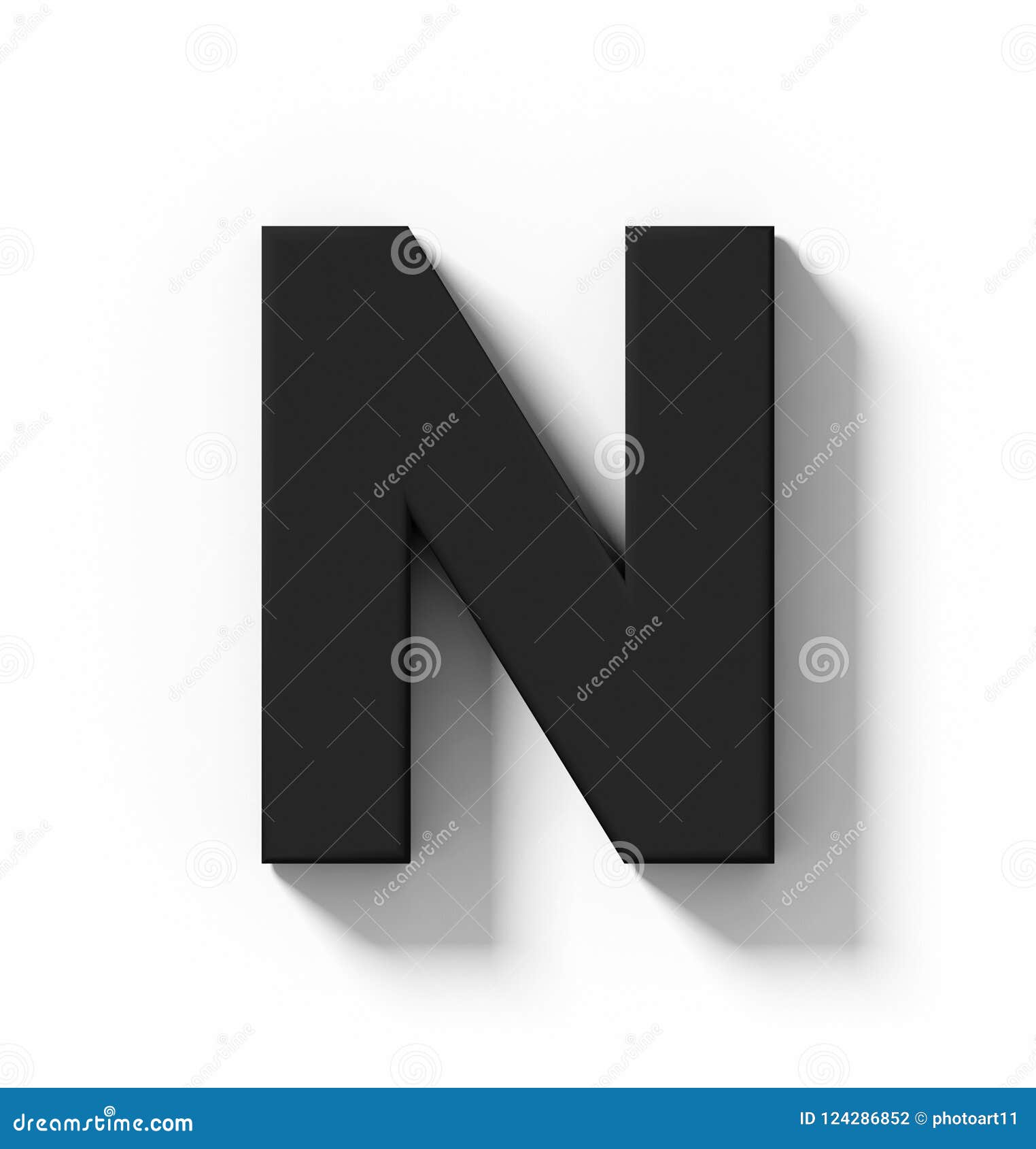 Letter N 3d White Isolated On White With Shadow Orthogonal Pro