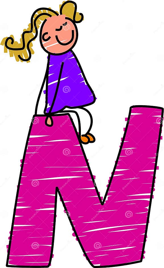 Letter N girl stock illustration. Illustration of preschool - 609166