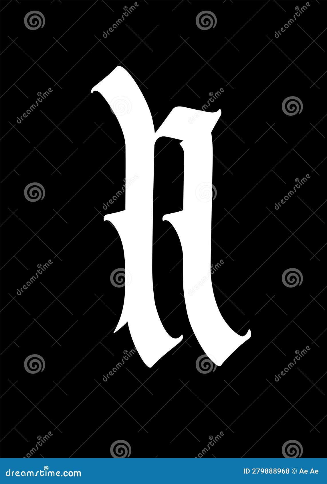 Letter N, in the Gothic Style. Vector. Alphabet. the Symbol is Isolated ...