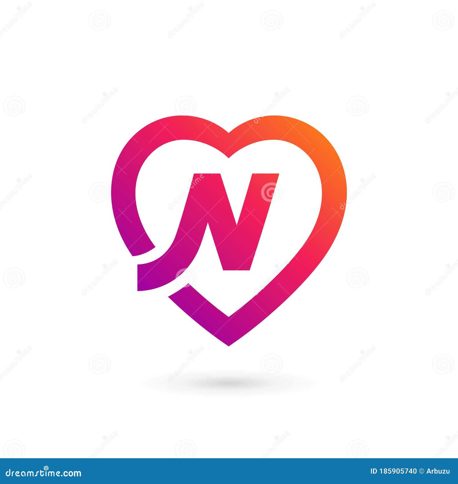 Letter V heart symbol logo icon design template elements Stock