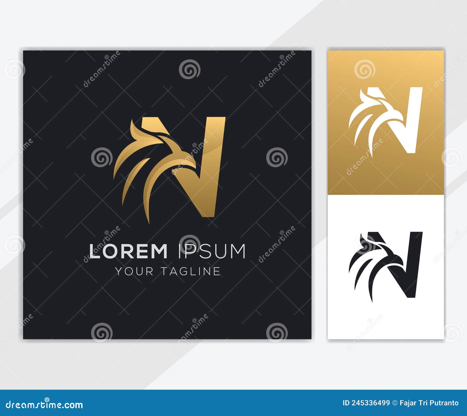 letter n with luxury abstract eagle logo template