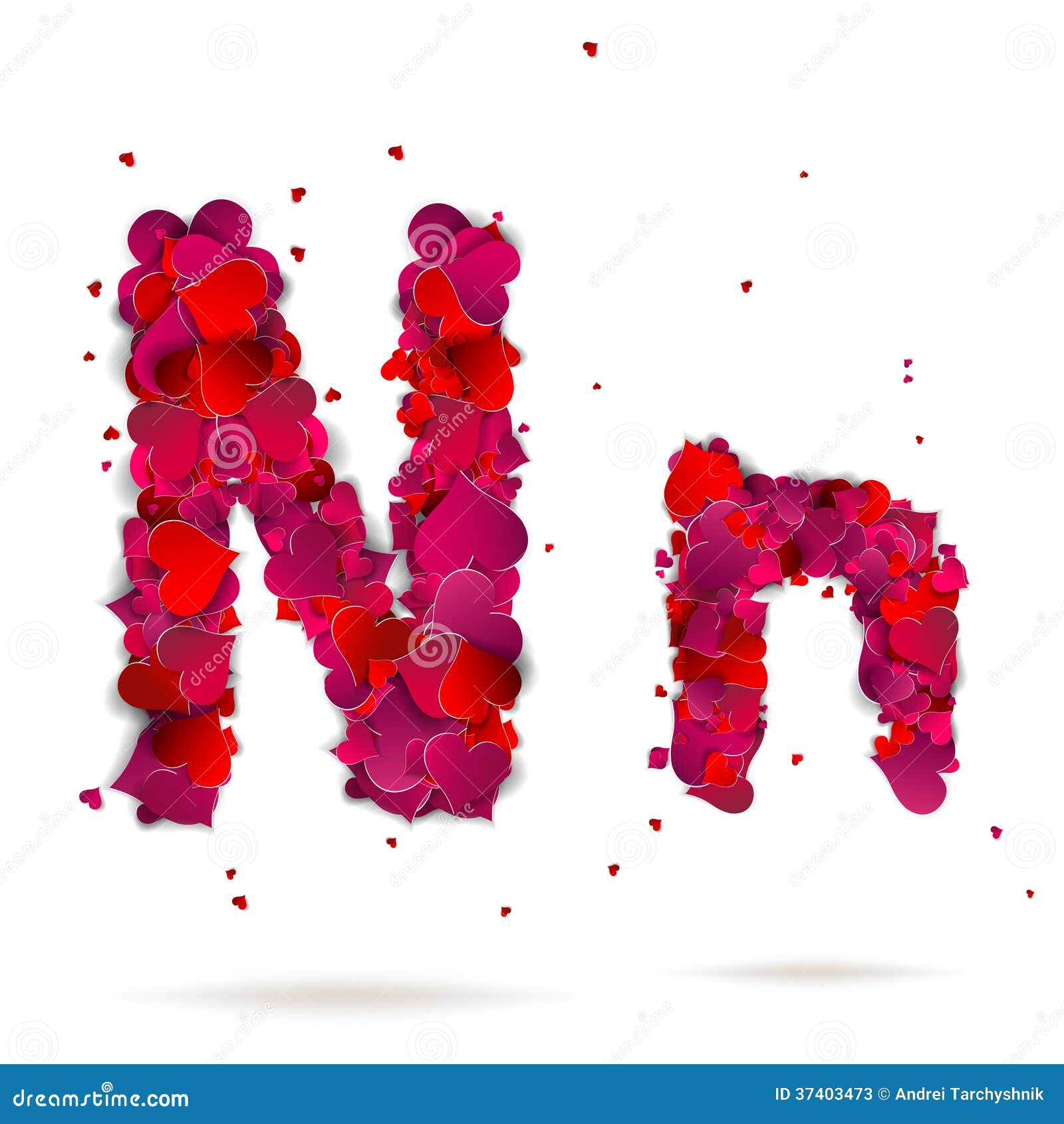 Letter N Made from Hearts. Love Alphabet Stock Vector ...