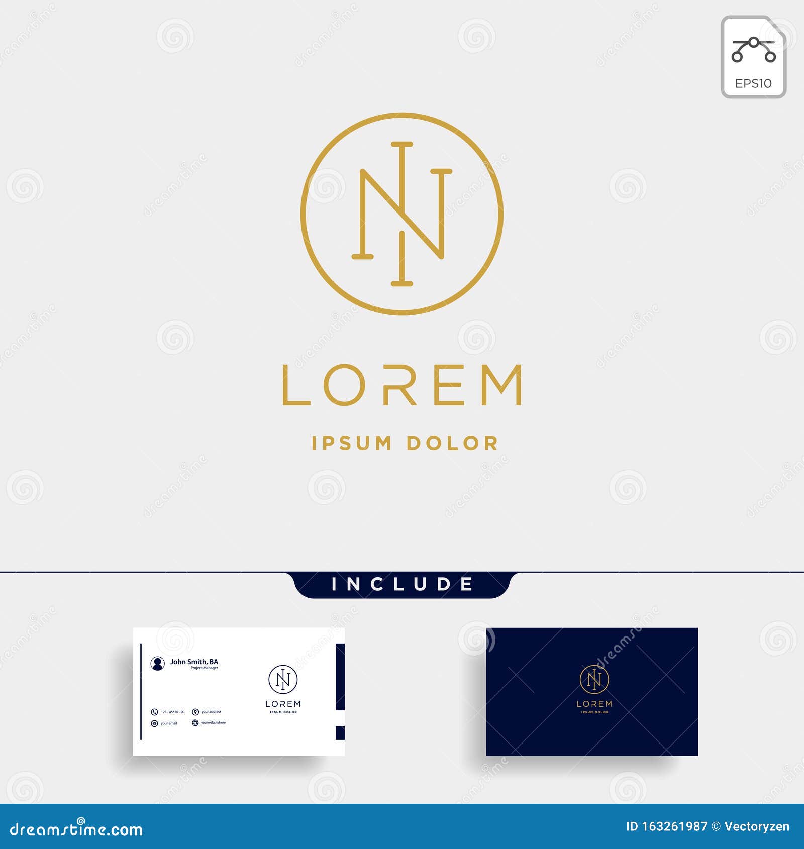 letter n ni in monogram logo  minimal icon