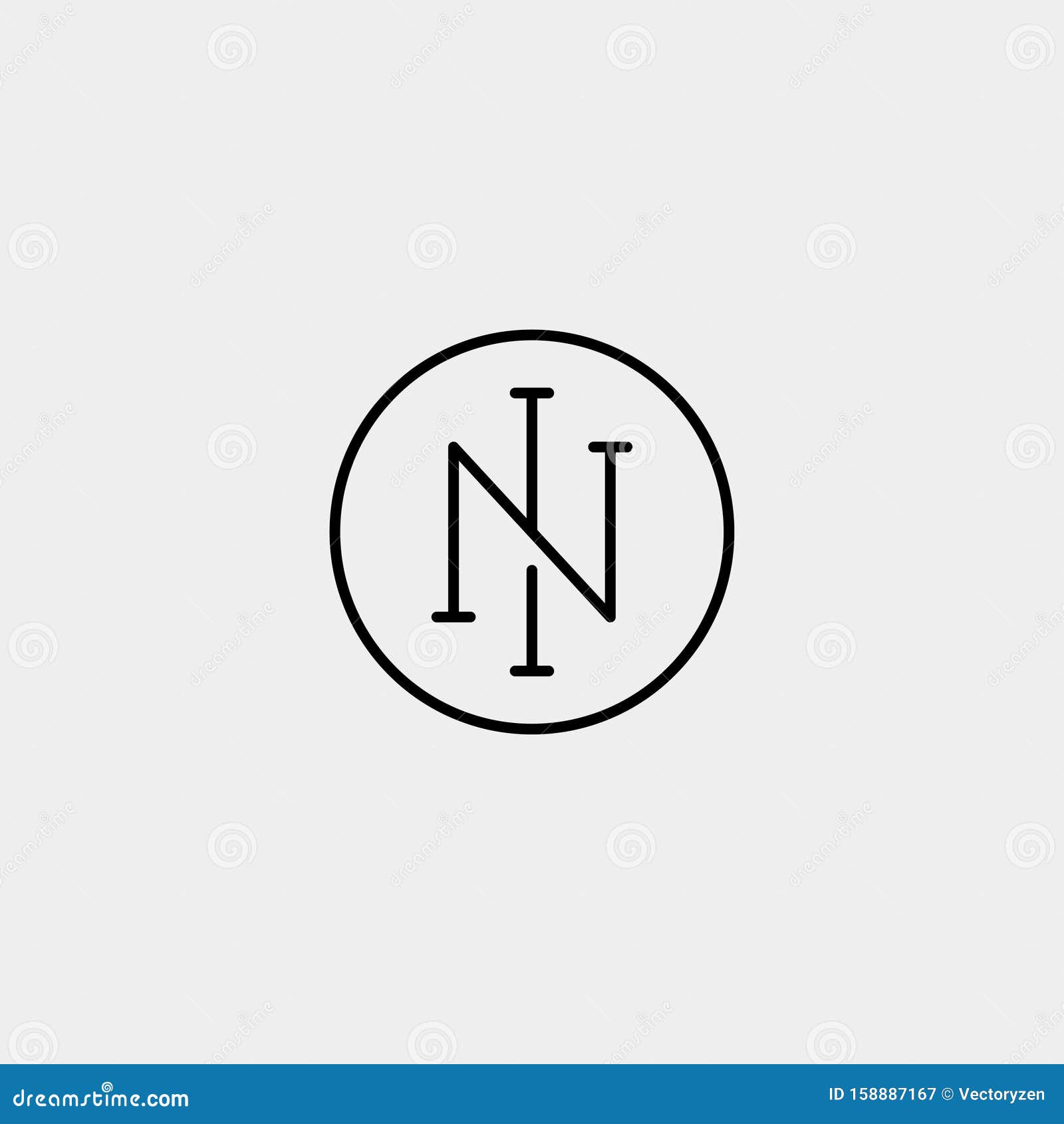 letter n ni in monogram logo  minimal icon