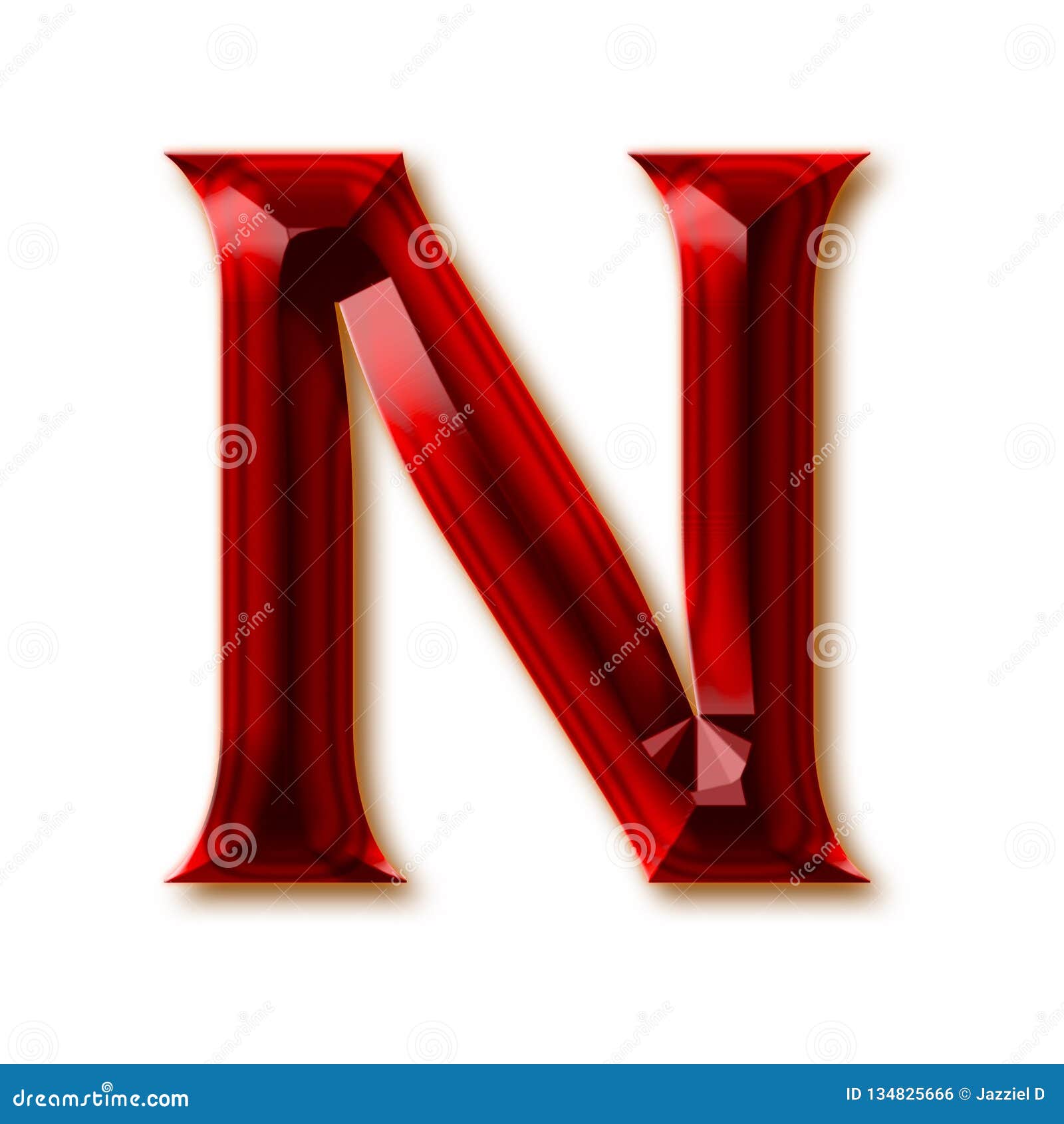 Letter N from Stylish Faceted Ruby Alphabet Stock Illustration ...