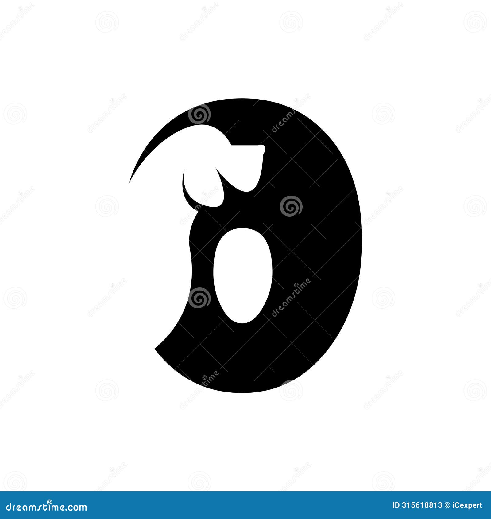 o letter with a negative space dog logo