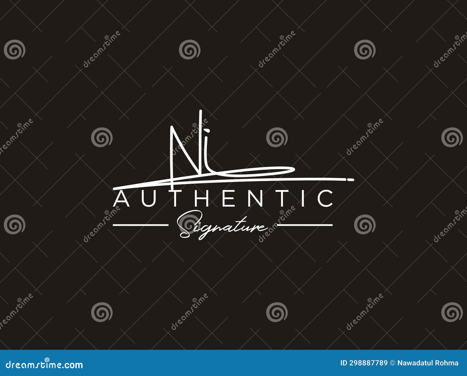 letter ni signature logo template 