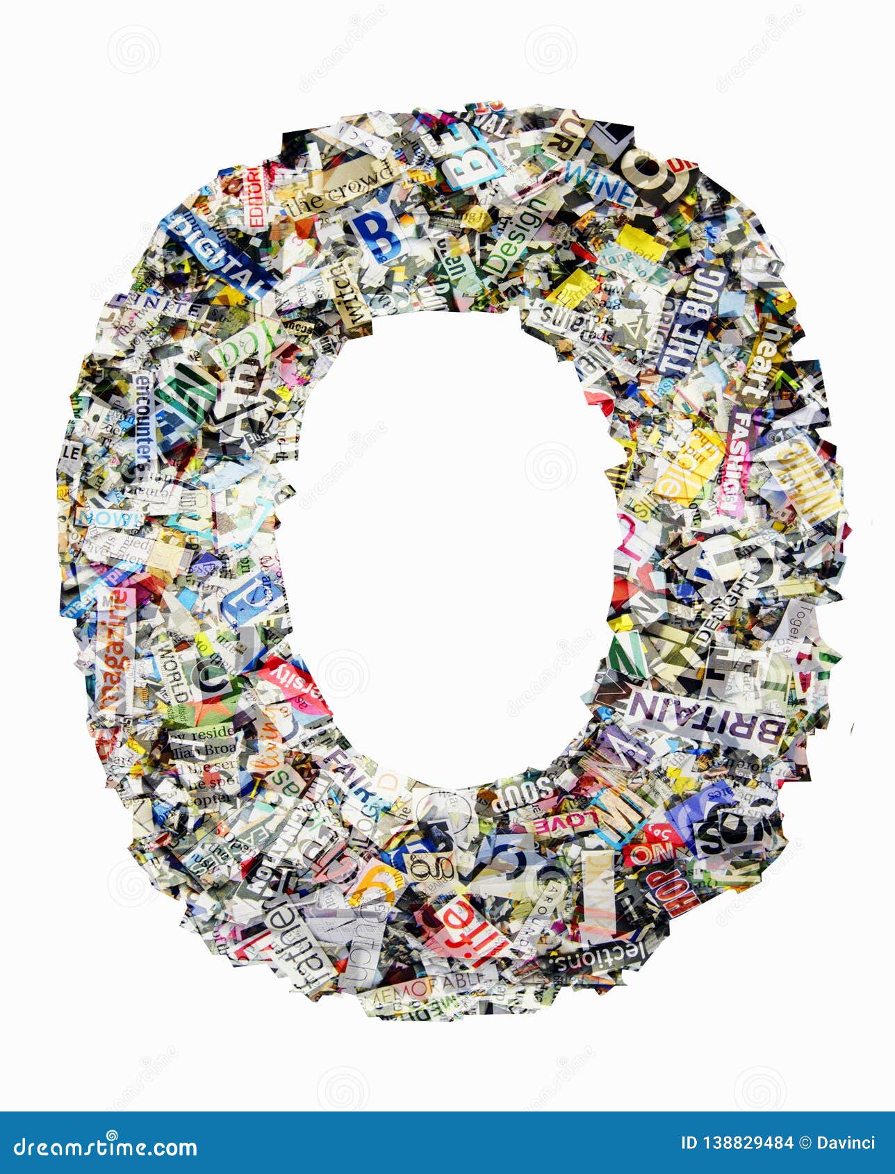 The Letter O Made from Newspaper and Magazine Isolated Stock Photo ...