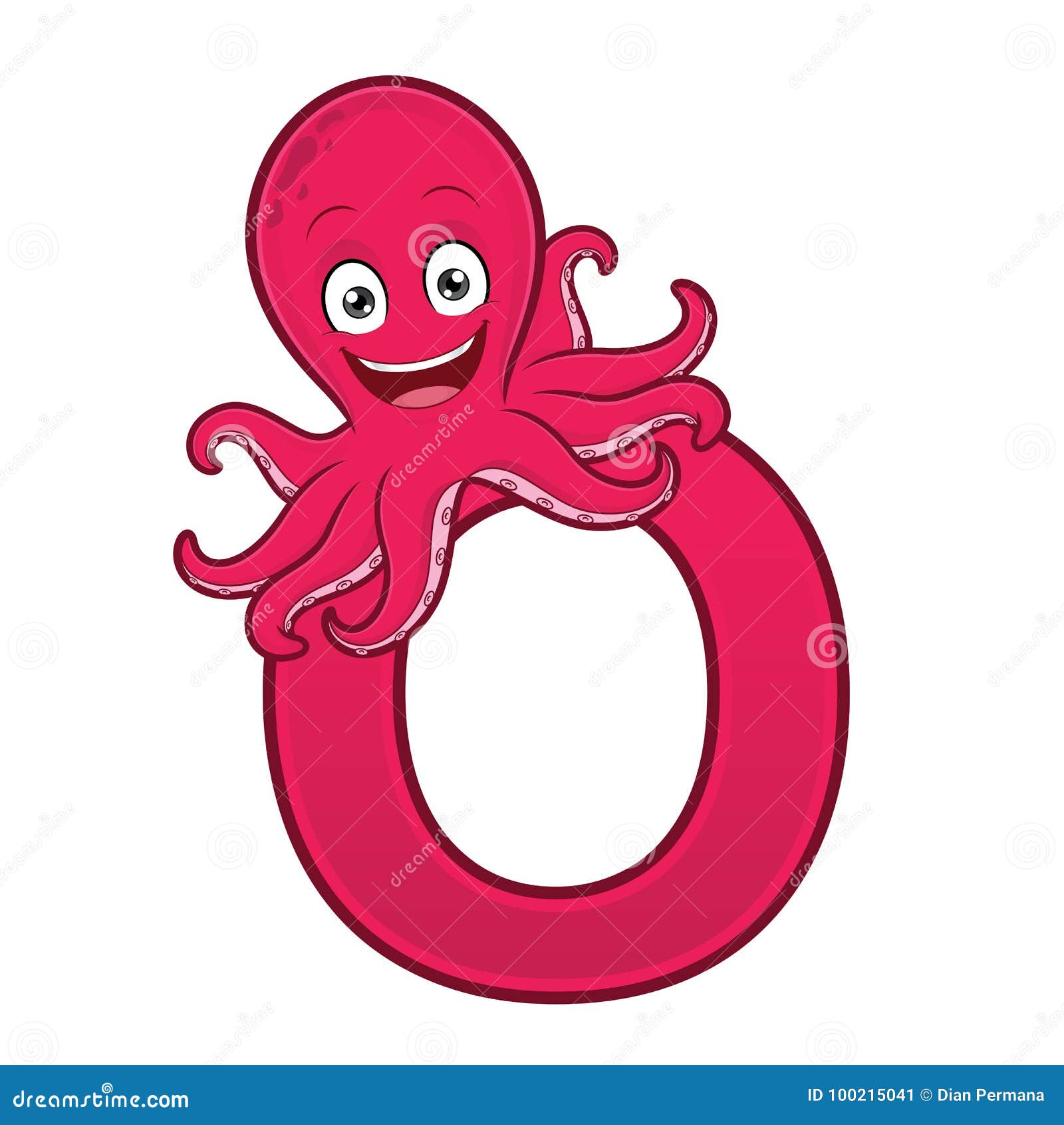 Letter O with an octopus stock vector. Illustration of child - 100215041