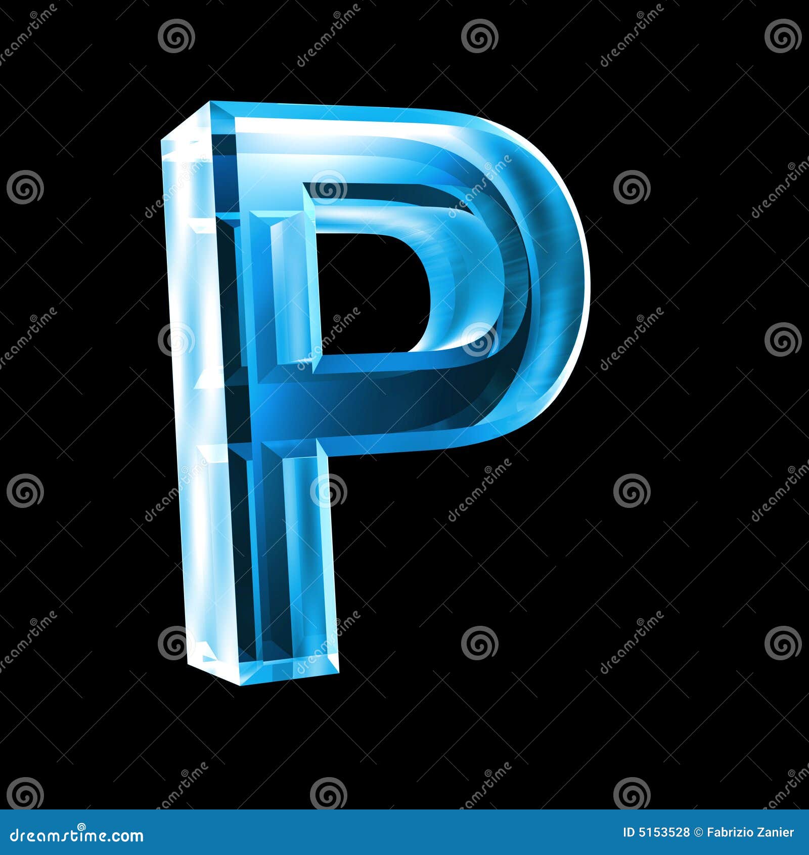 Letter P In Blue Glass 3D Royalty Free Stock Photos - Image: 5153528